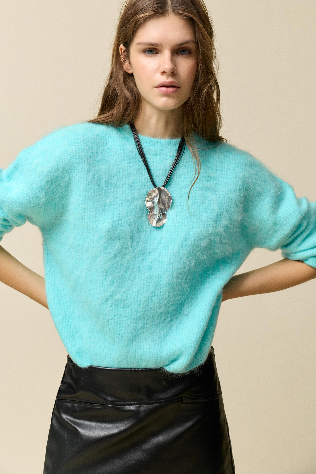 Soft-touch knit jumper — Turquoise