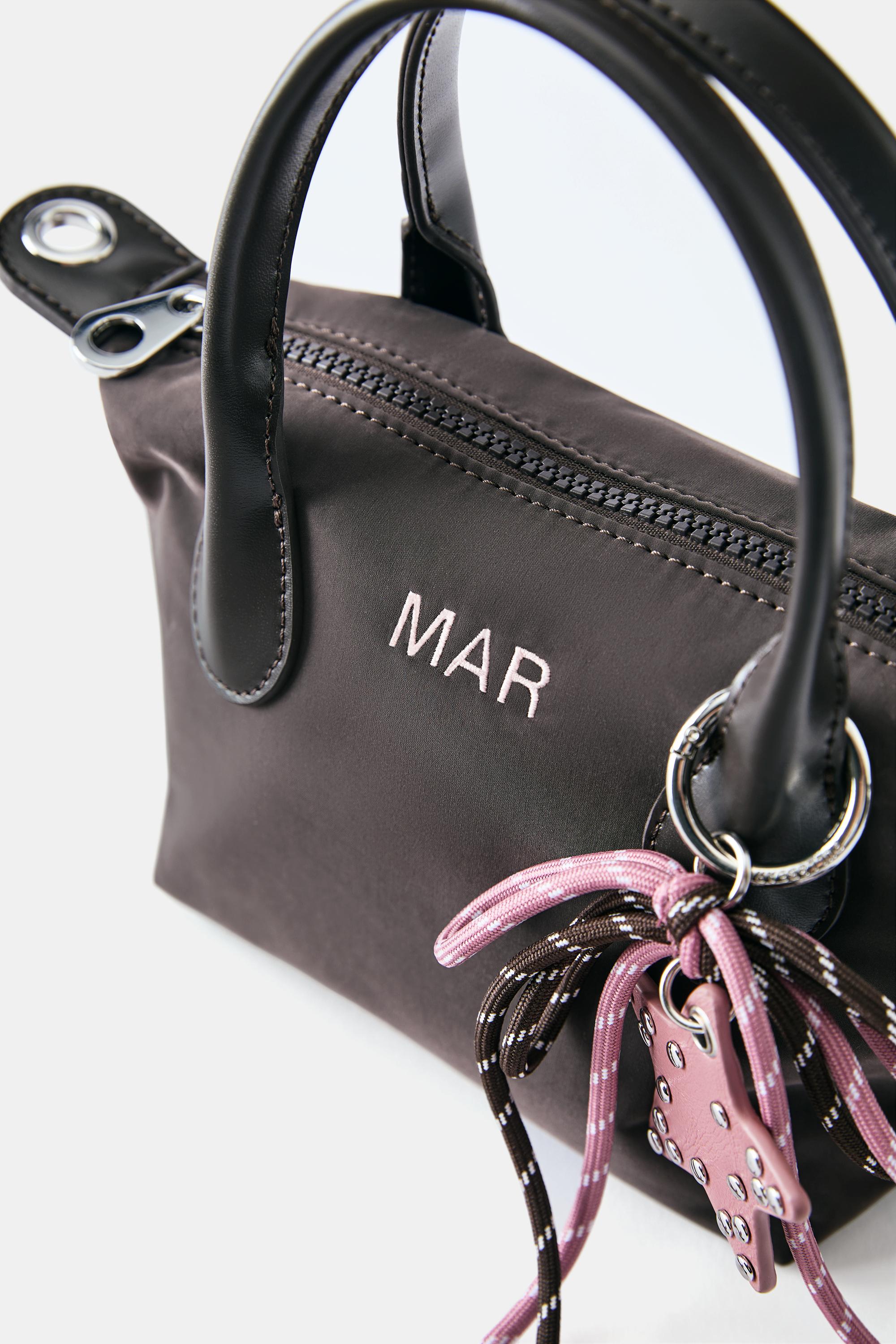 Embellished nylon crossbody bag — Brown