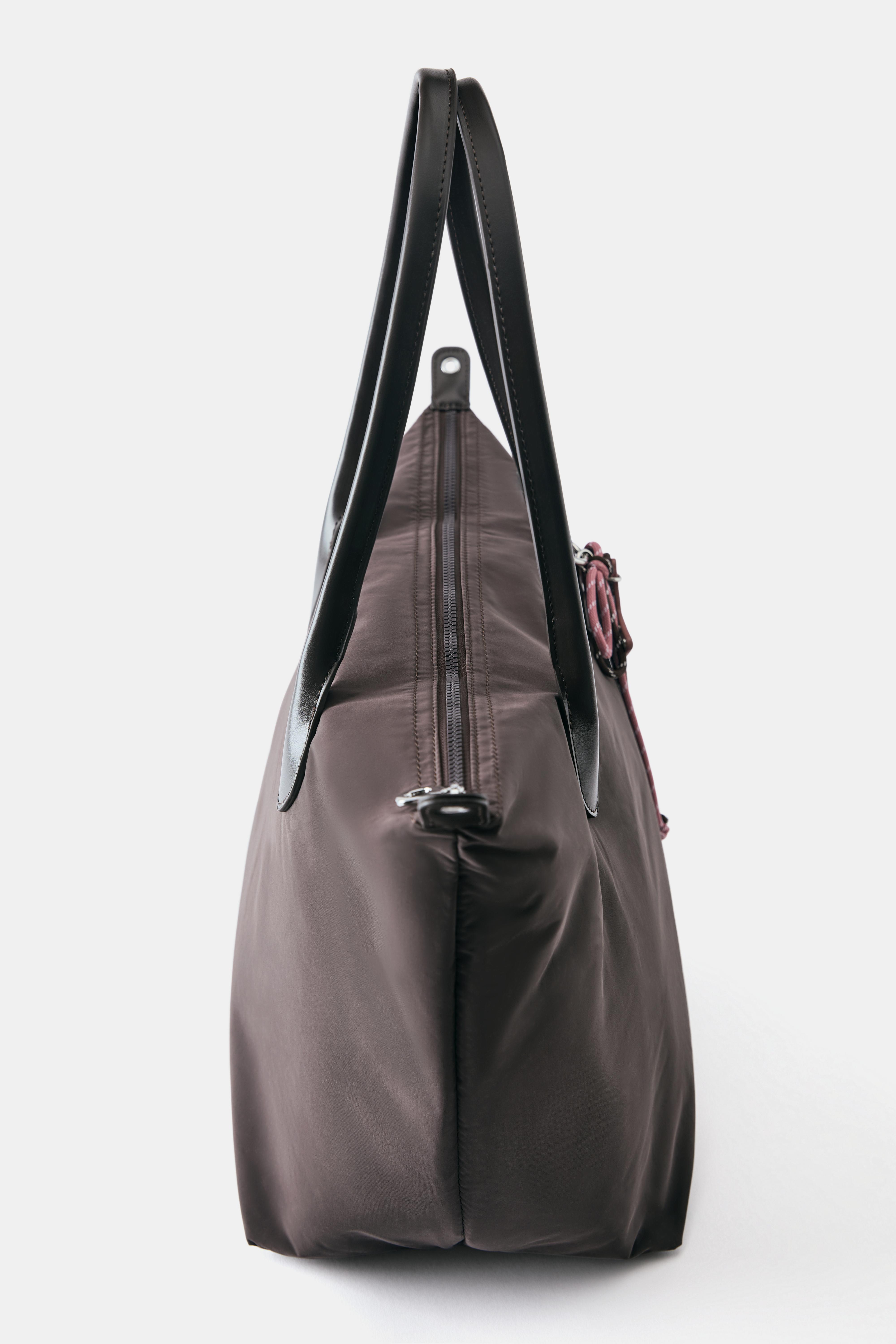 Embellished nylon tote bag — Brown