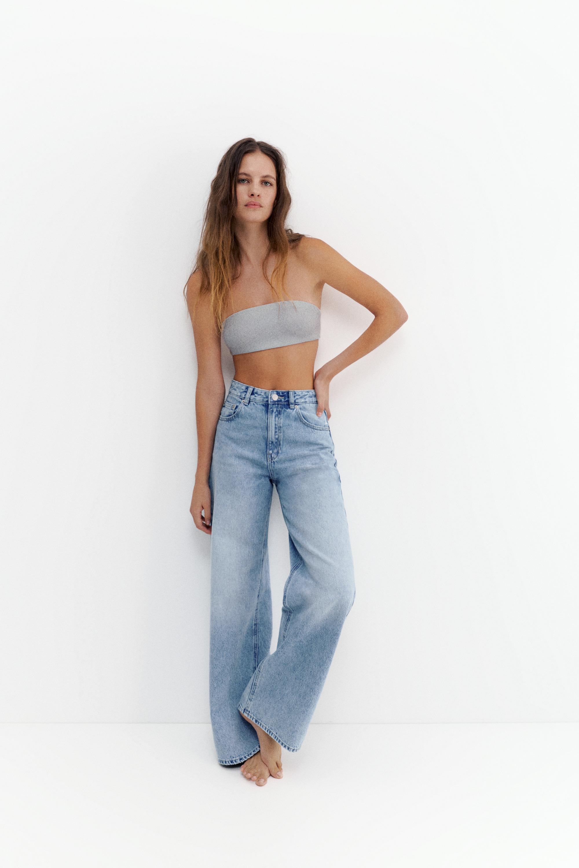 High-waist wide-leg jeans — Pale blue
