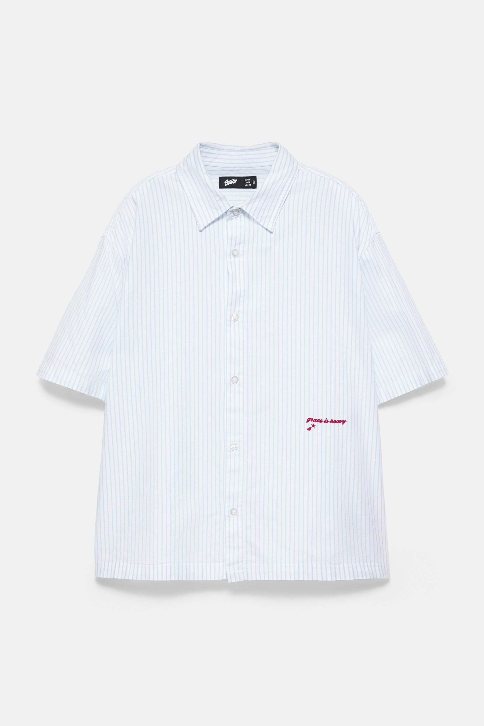 Striped short sleeve shirt — Pale ecru