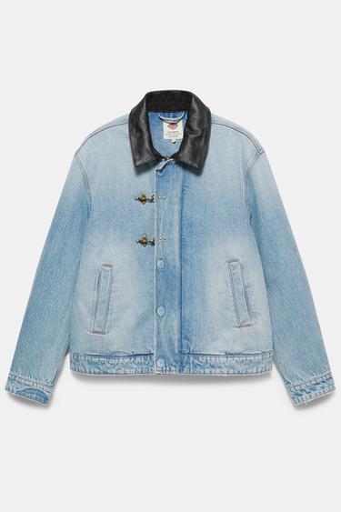 Dickies leather collar denim jacket — Medium blue 7