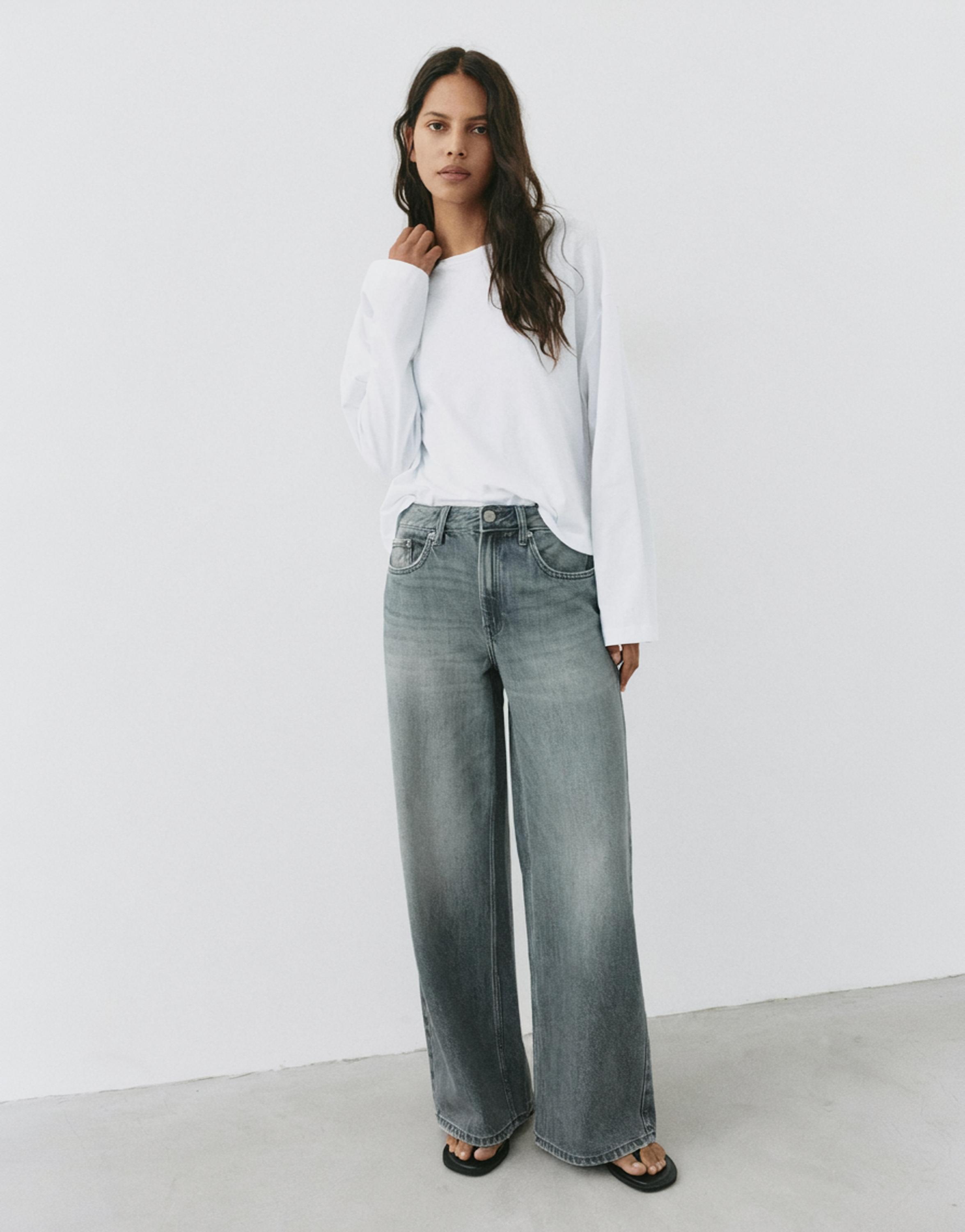 Oversize baggy jeans — Pearl grey