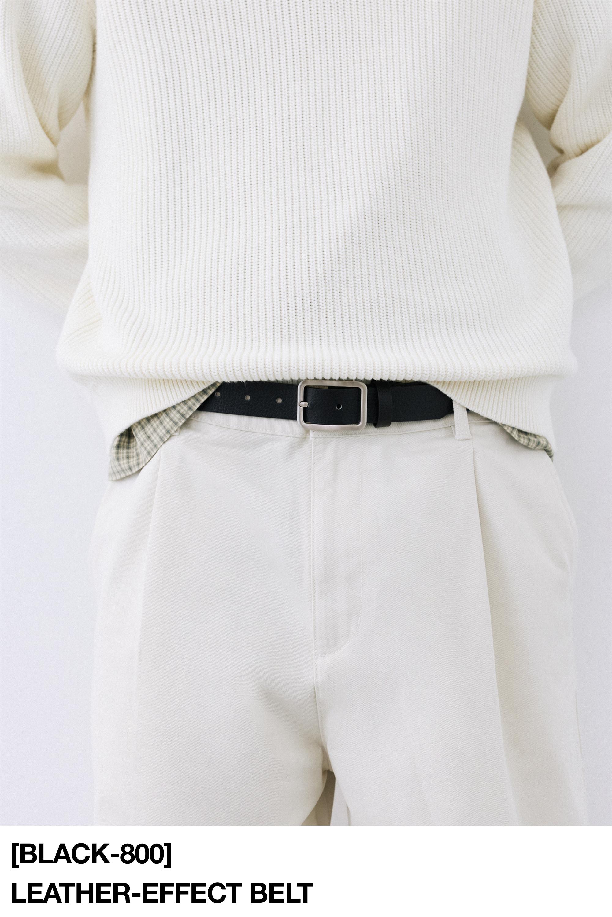 Leather effect square buckle belt — Black
