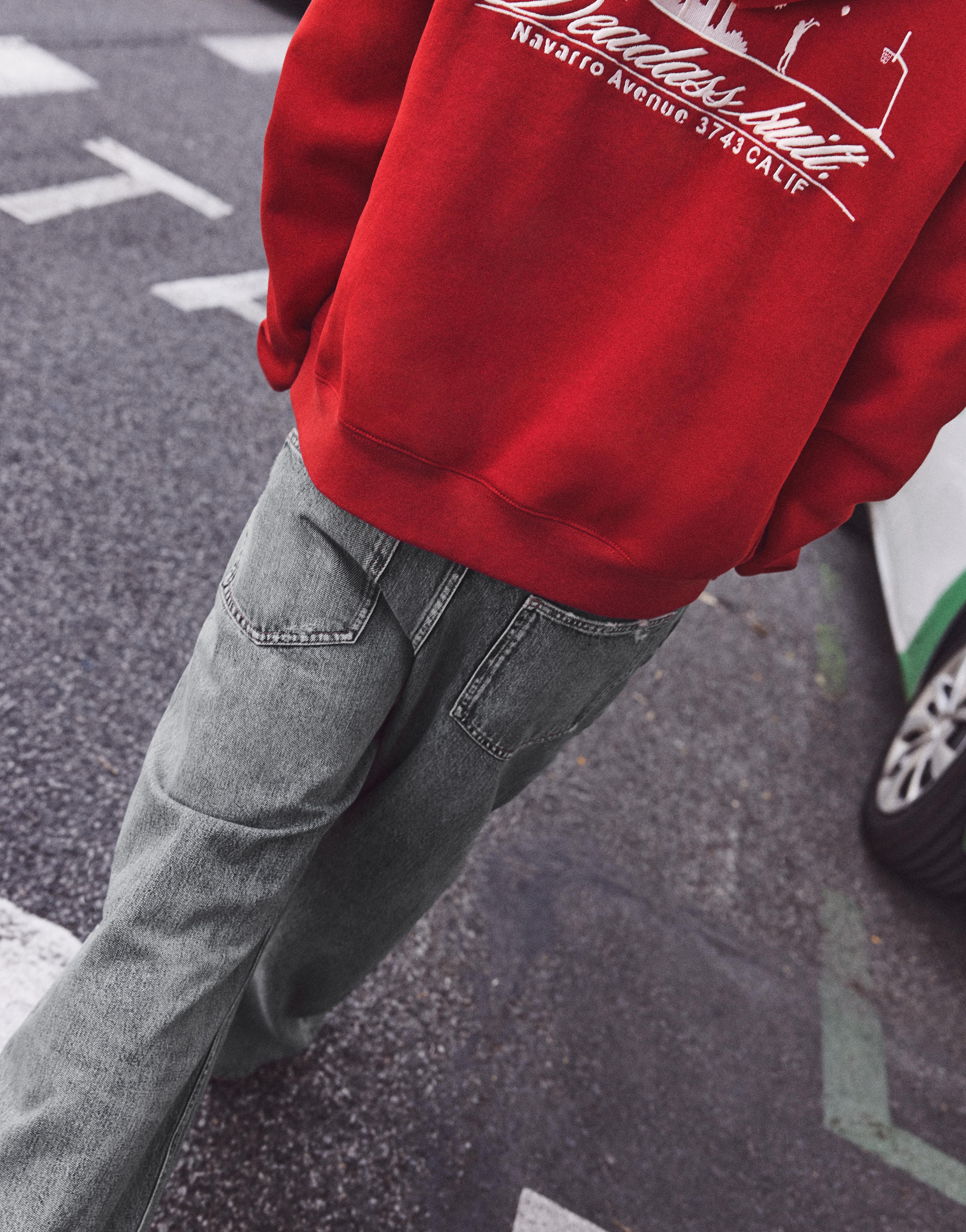 Graphic zip-up hoodie — Red