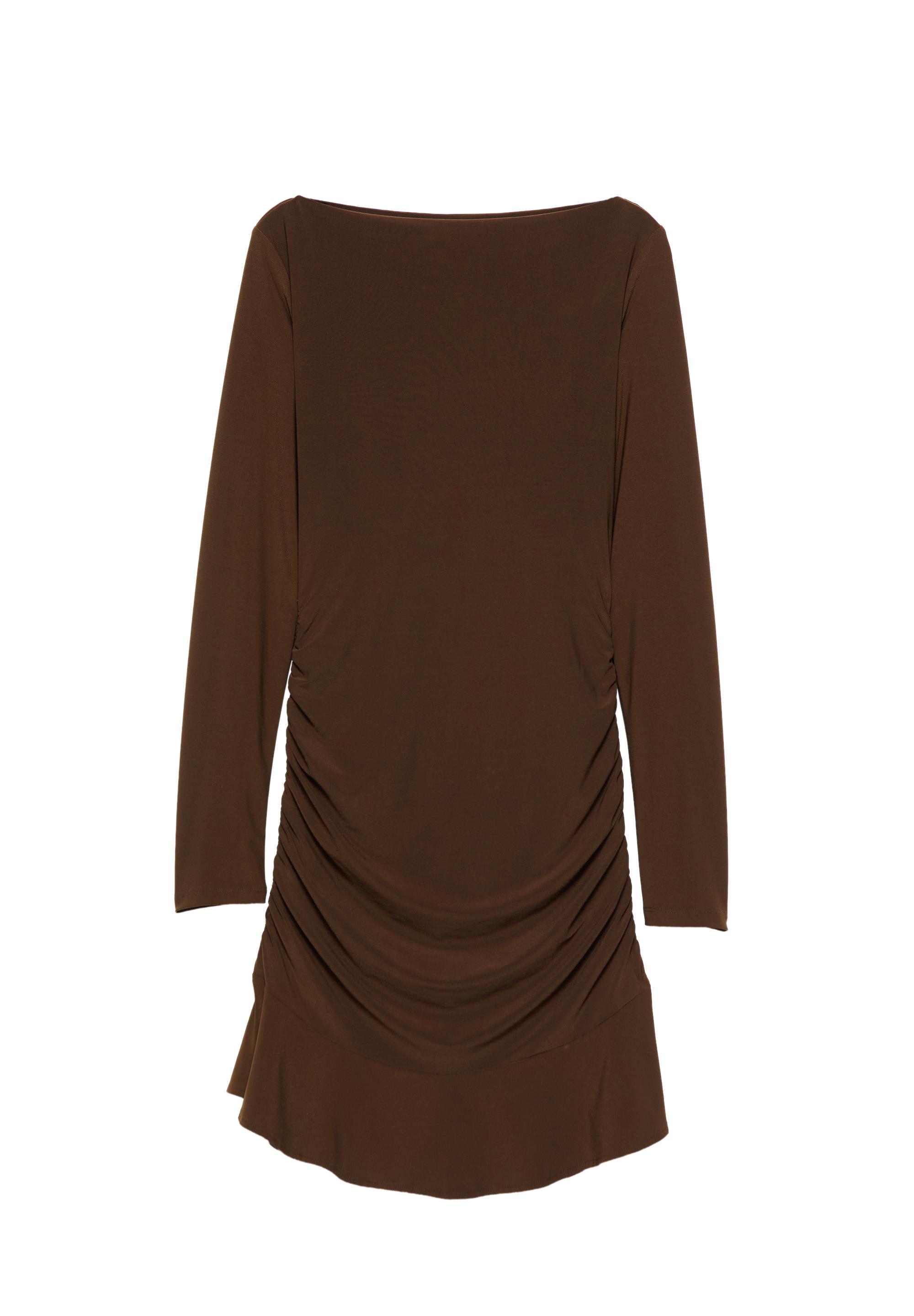 Gathered short dress — Brown