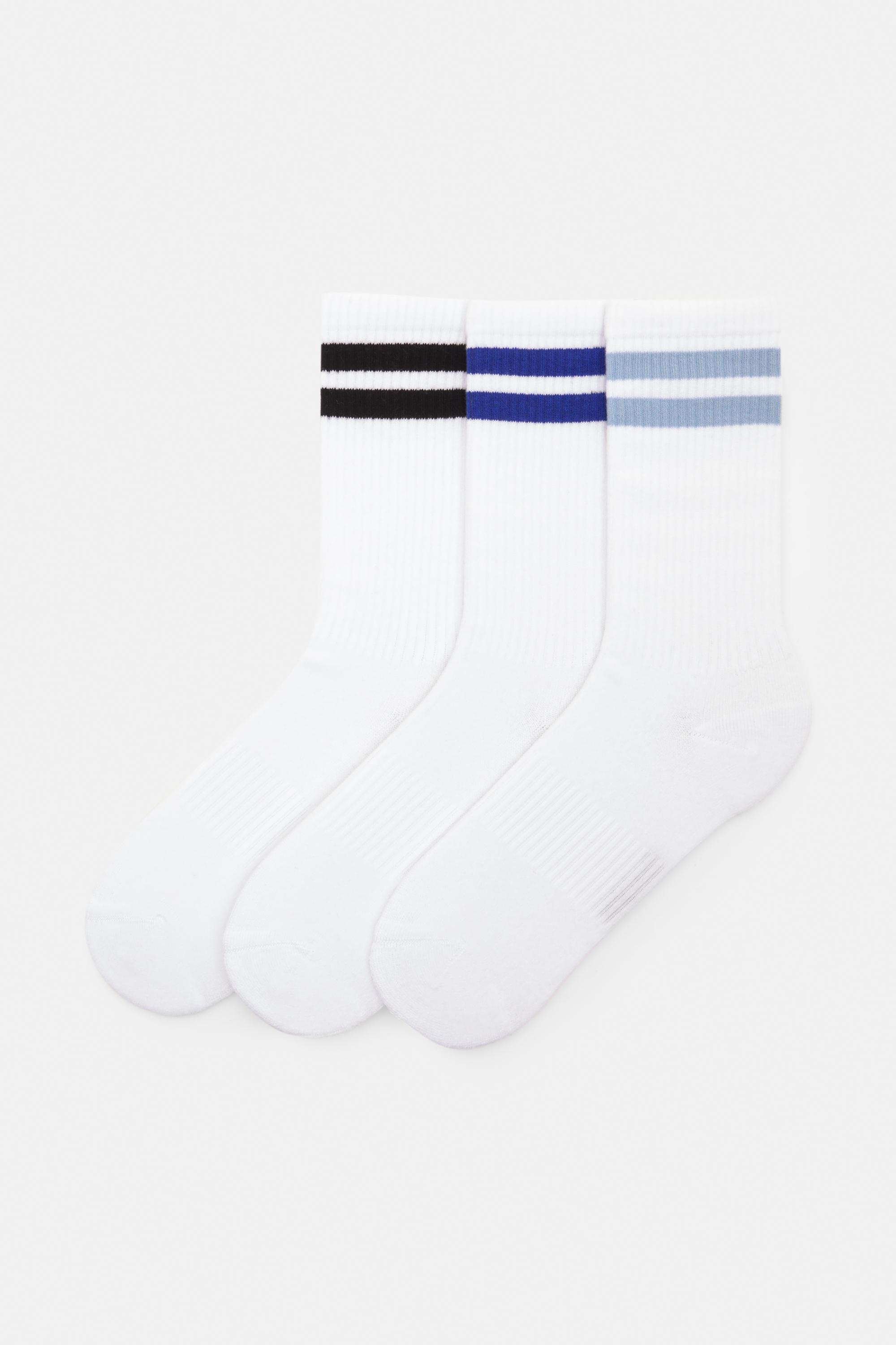 3er-Pack Weiße Socken Mit Streifen