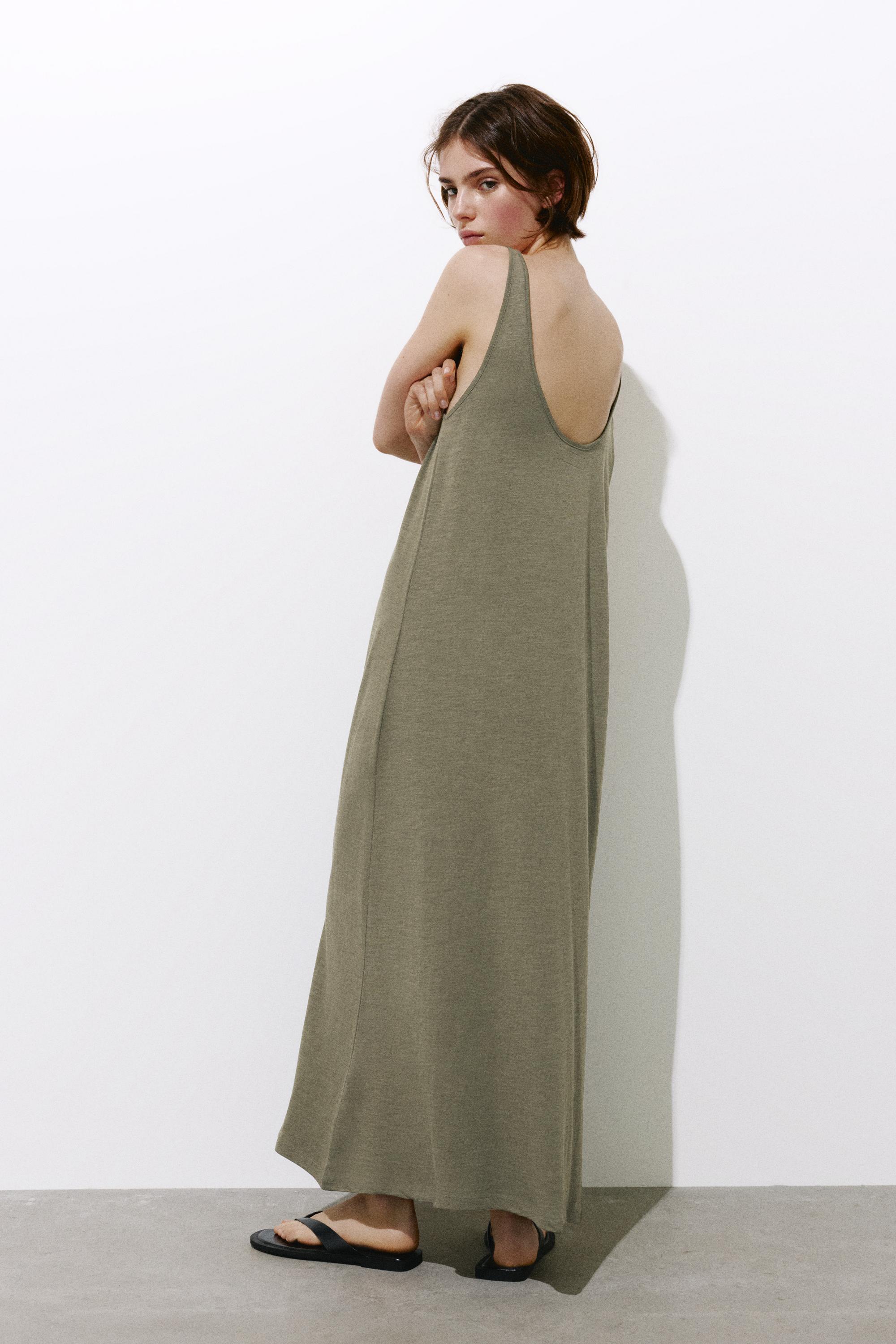 Strappy midi dress — Khaki