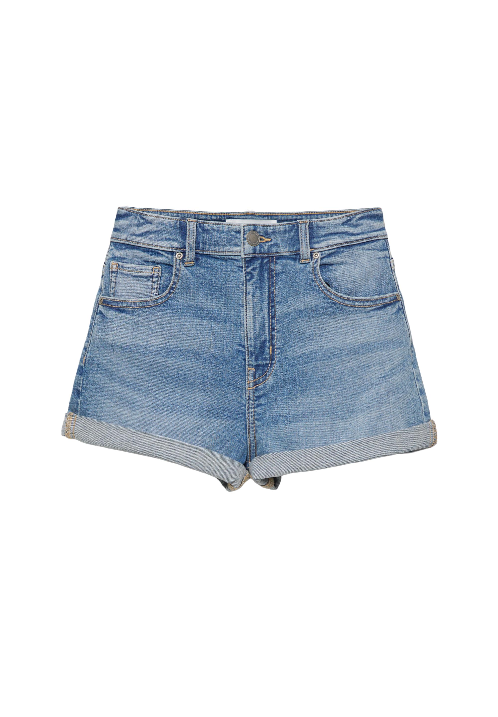 Mid-waist denim shorts — Pale blue