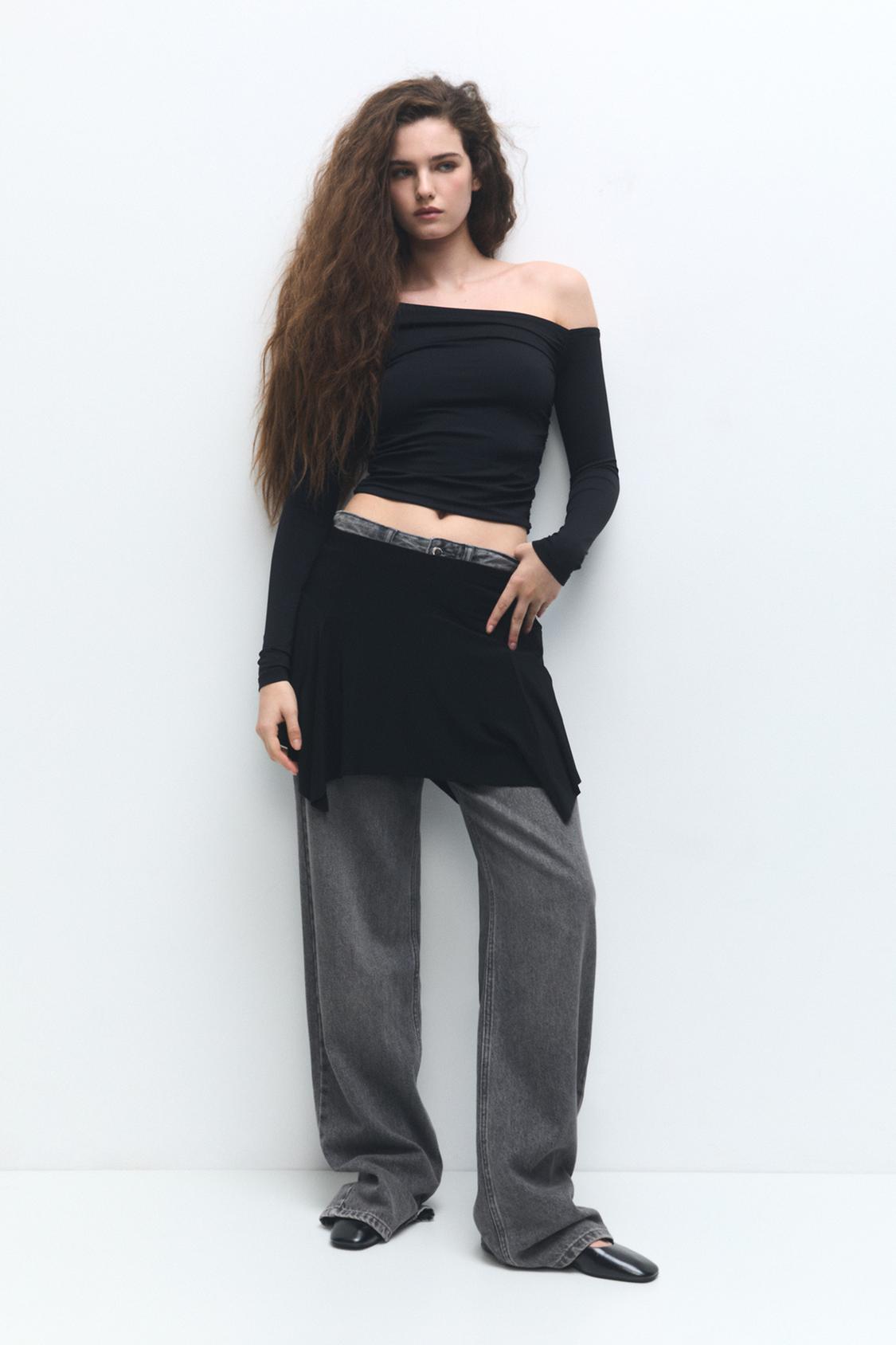Asymmetric long sleeve top with draping - PULL&BEAR 