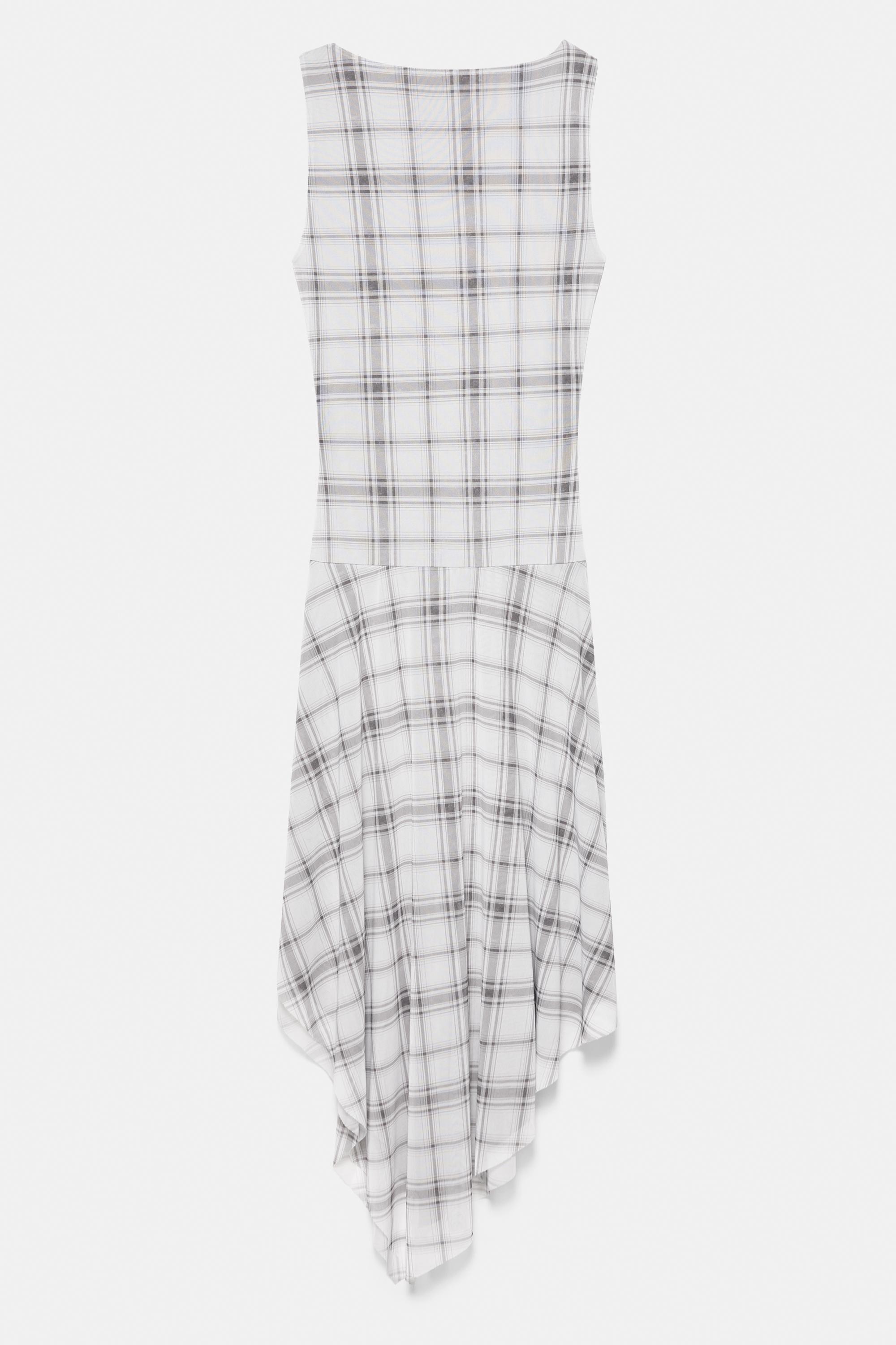 Asymmetric check midi dress — Dark grey