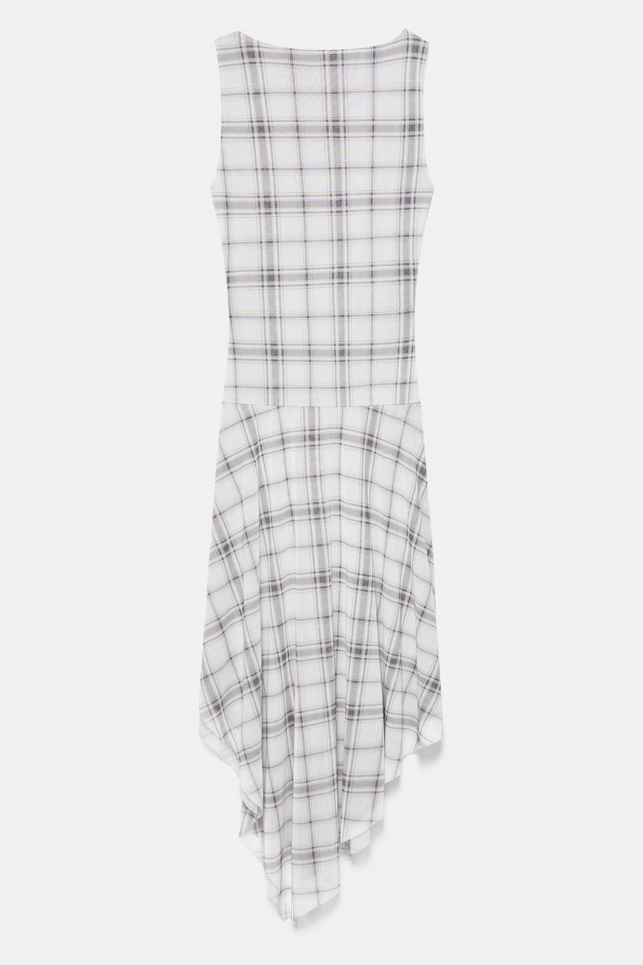 Asymmetric check midi dress — Dark grey