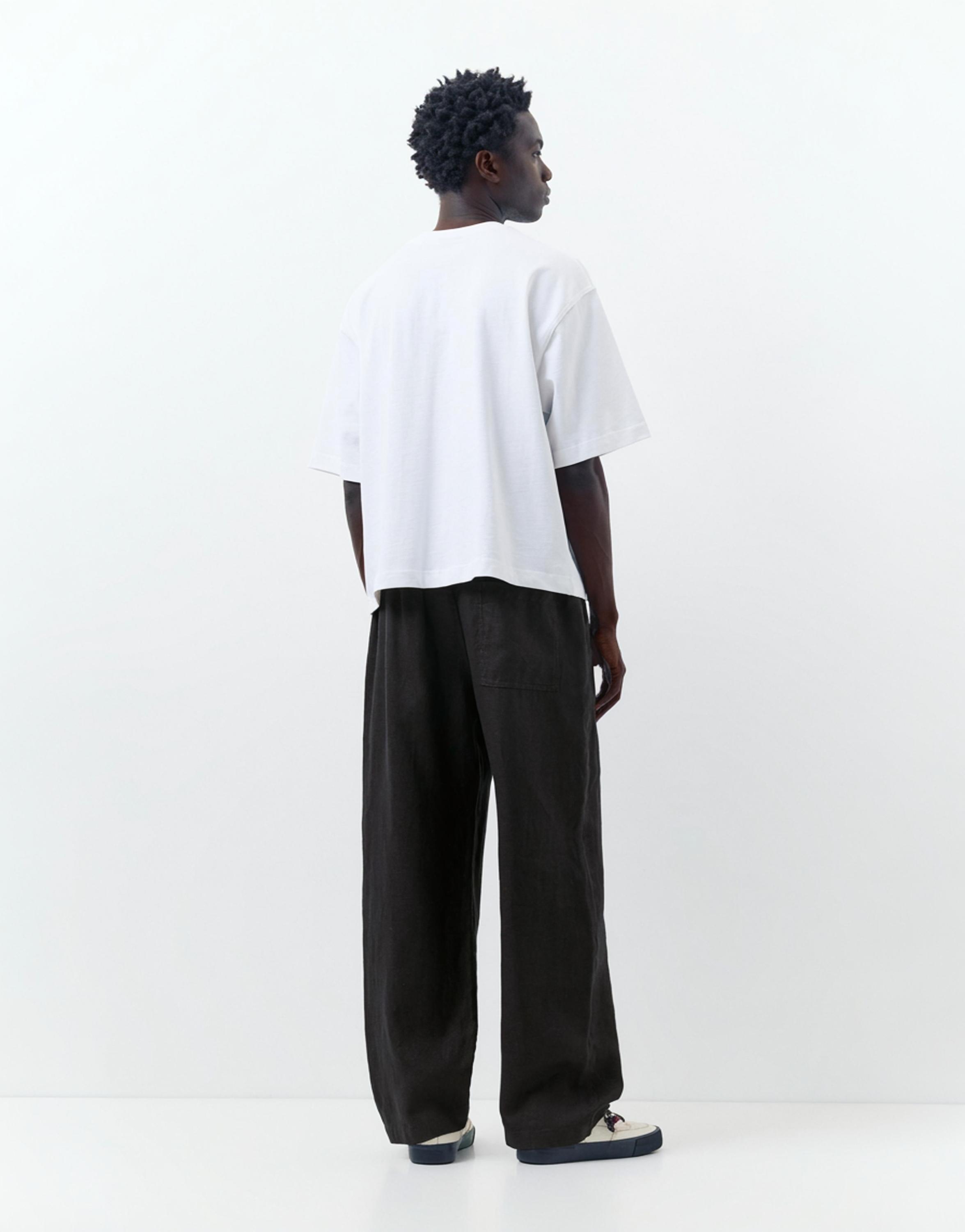 100% linen jogger trousers — Black