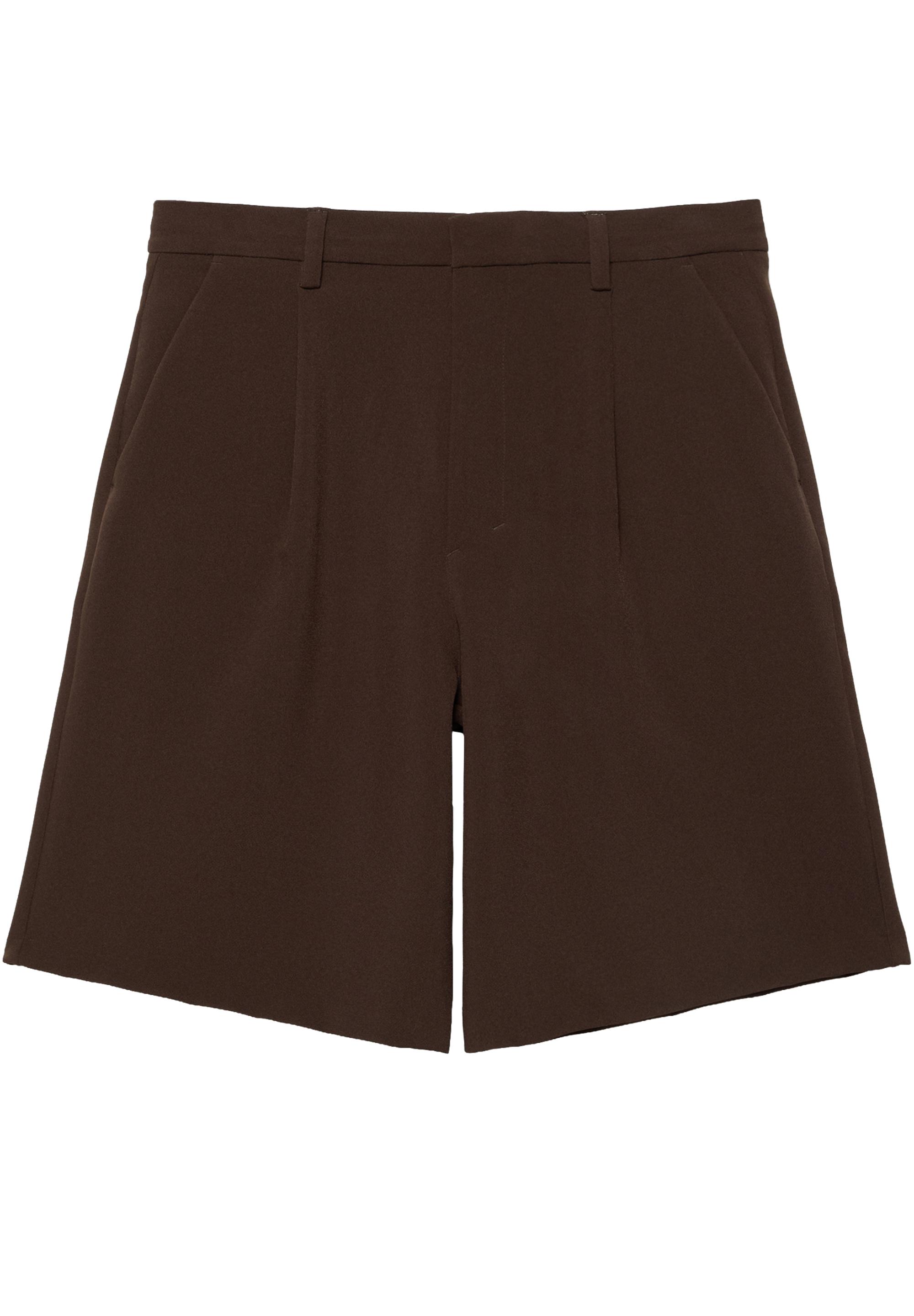 Smart Bermuda shorts with pleats — Chocolate