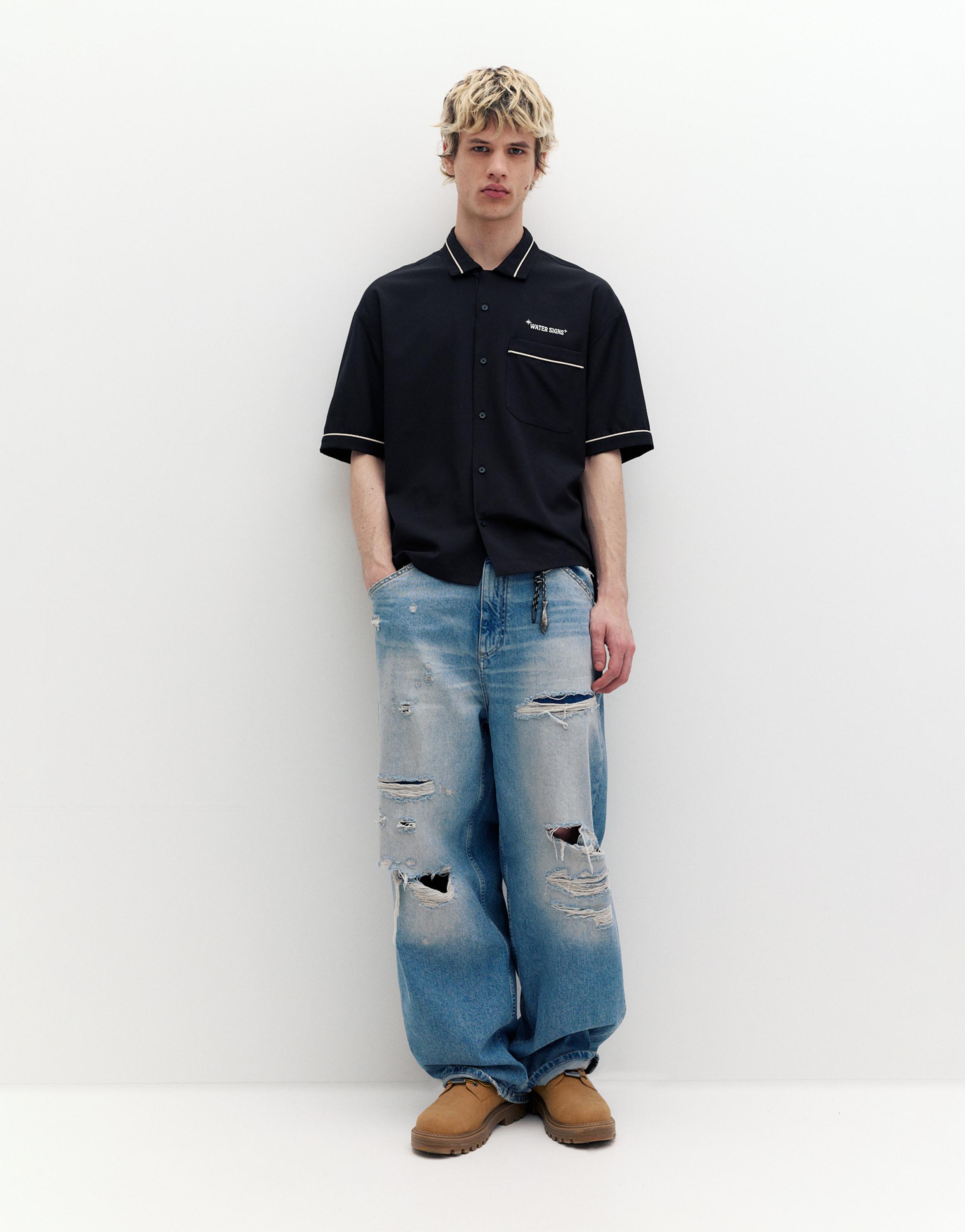 Kısa kollu nakışlı gömlek - Görsel 15