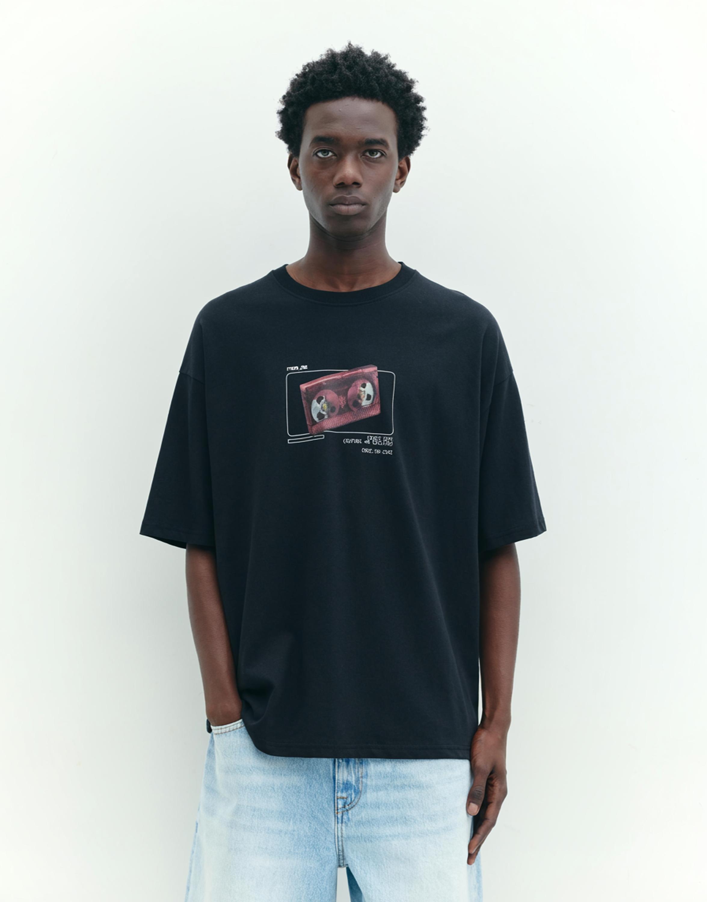 STWD tape graphic T-shirt — Black