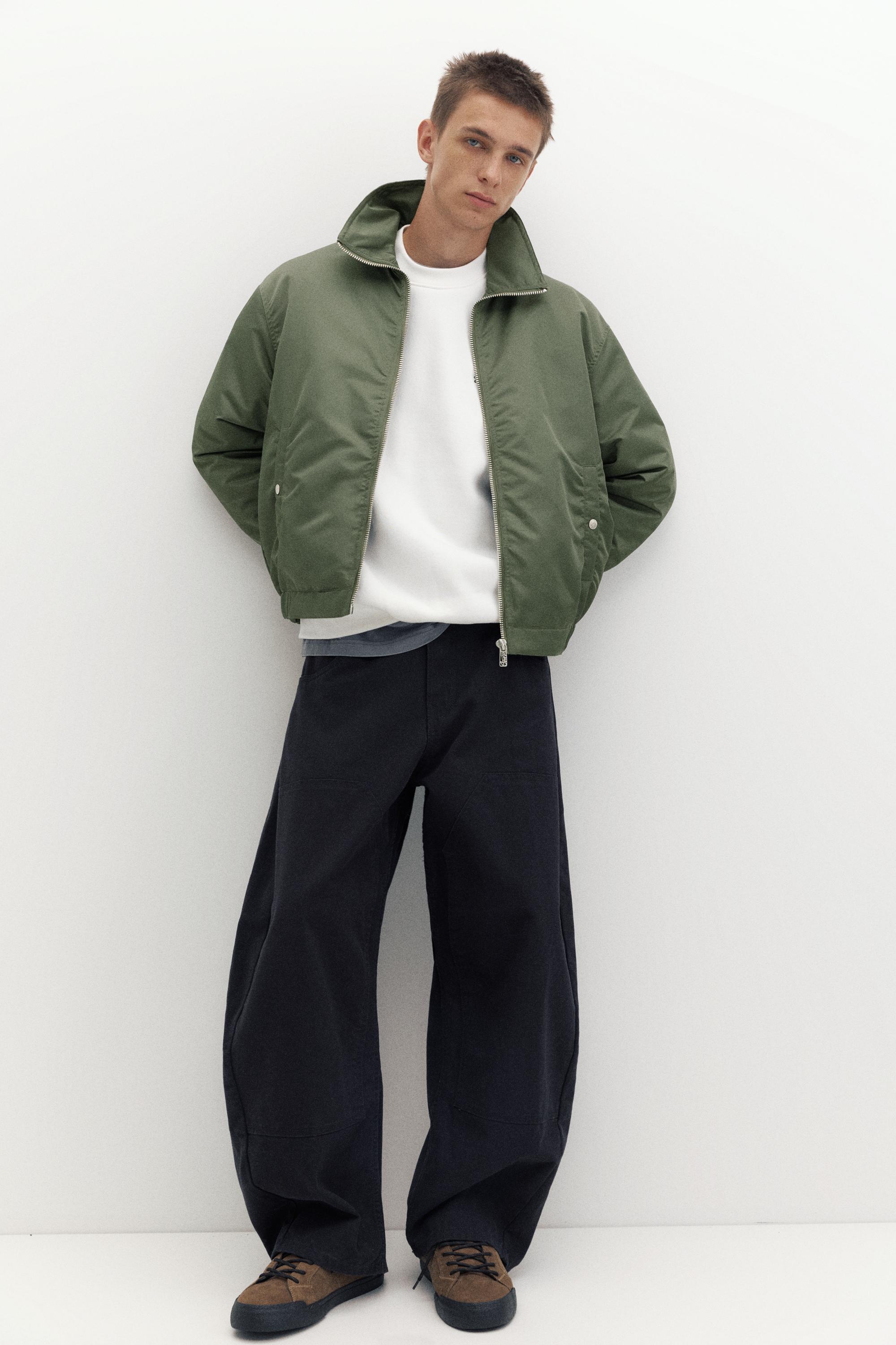 Shirt collar bomber jacket — Medium green