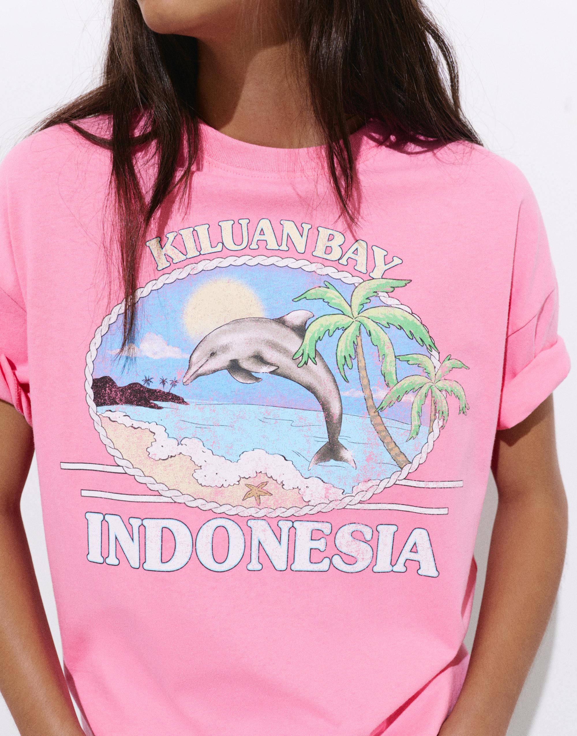 Indonesia dolphin graphic T-shirt — Pink