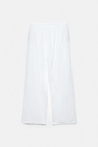 Flowy trousers with linen — White 7