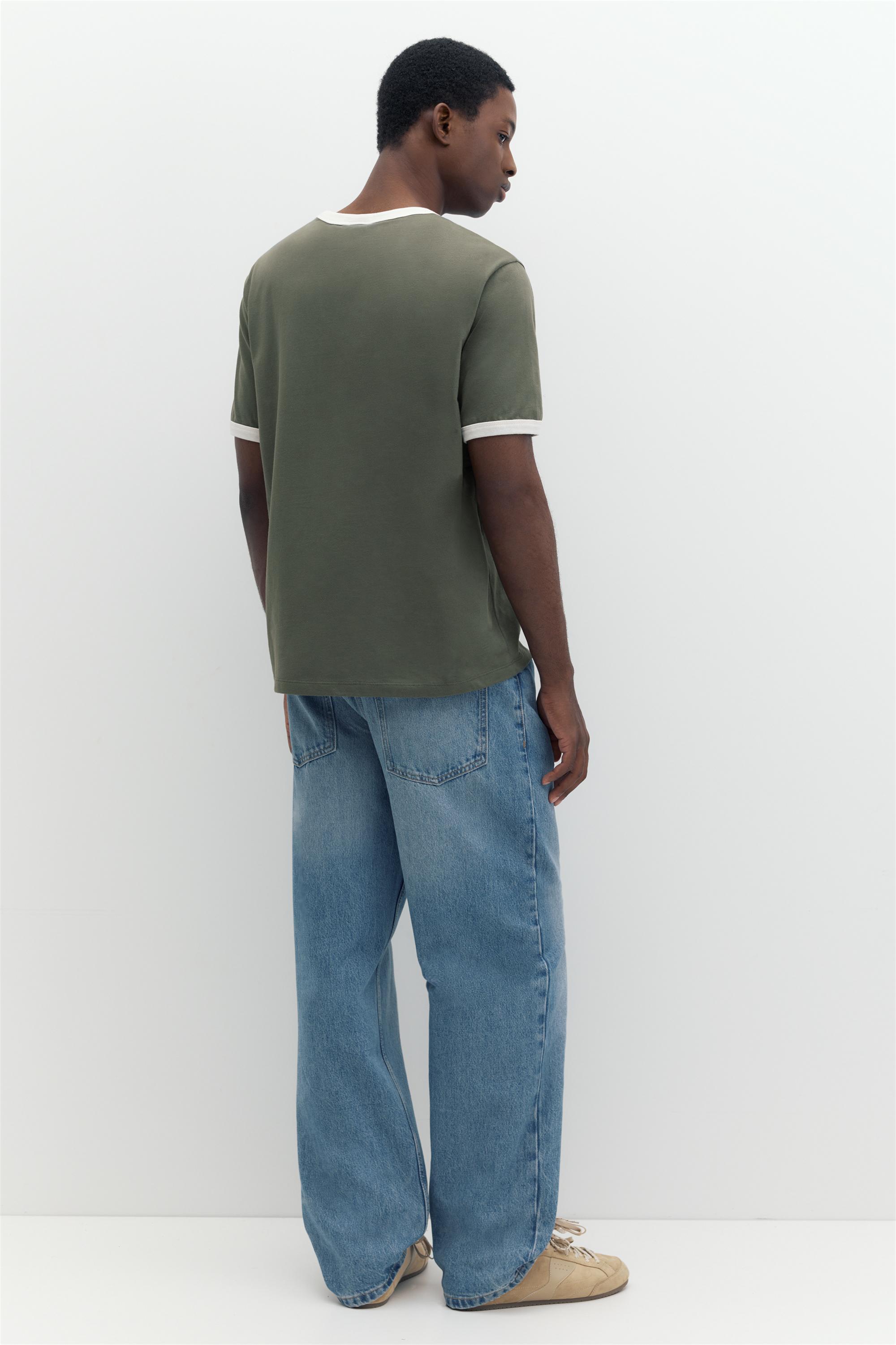 Contrast trim T-shirt — Khaki