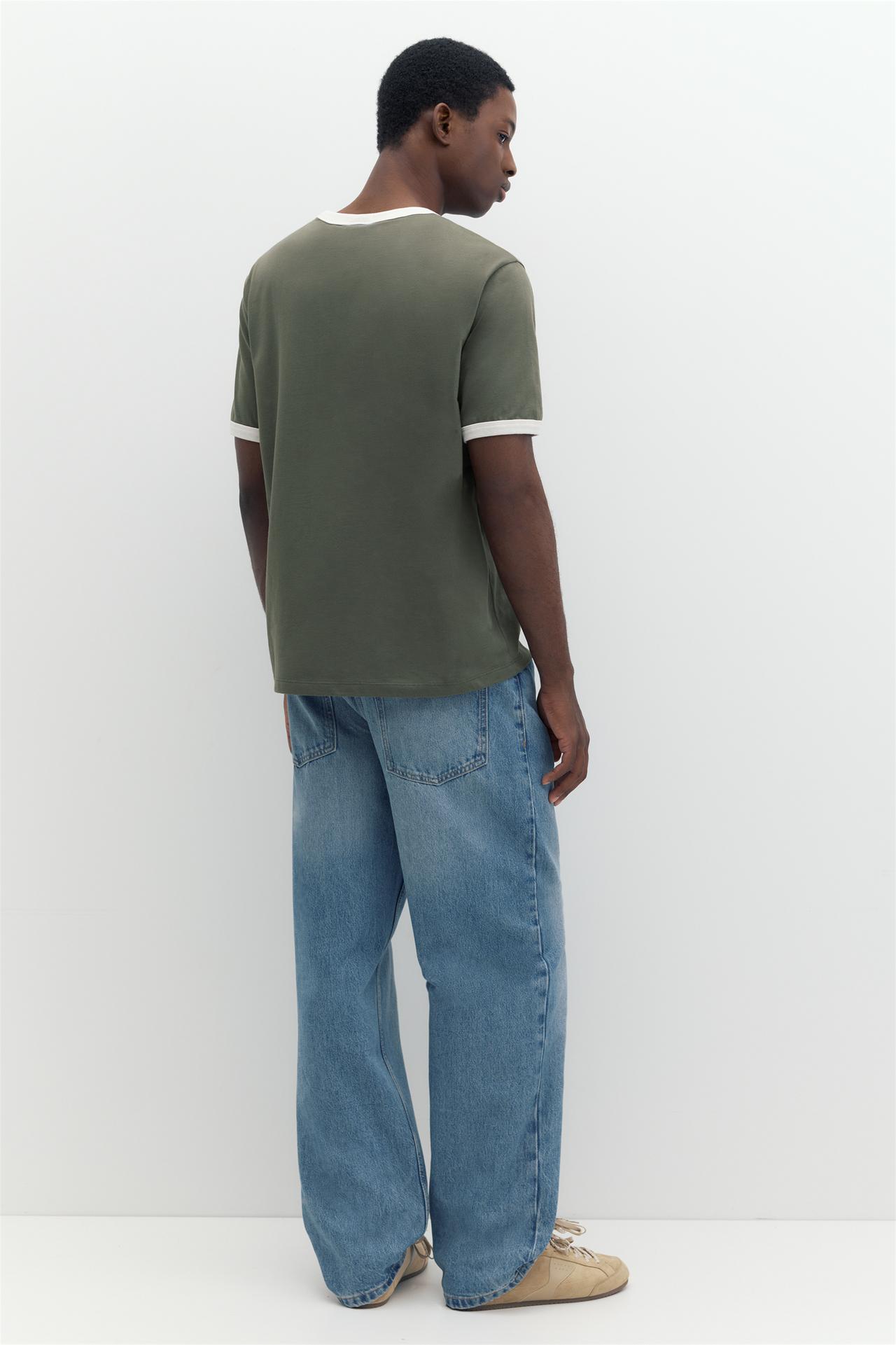Contrast trim T-shirt — Khaki