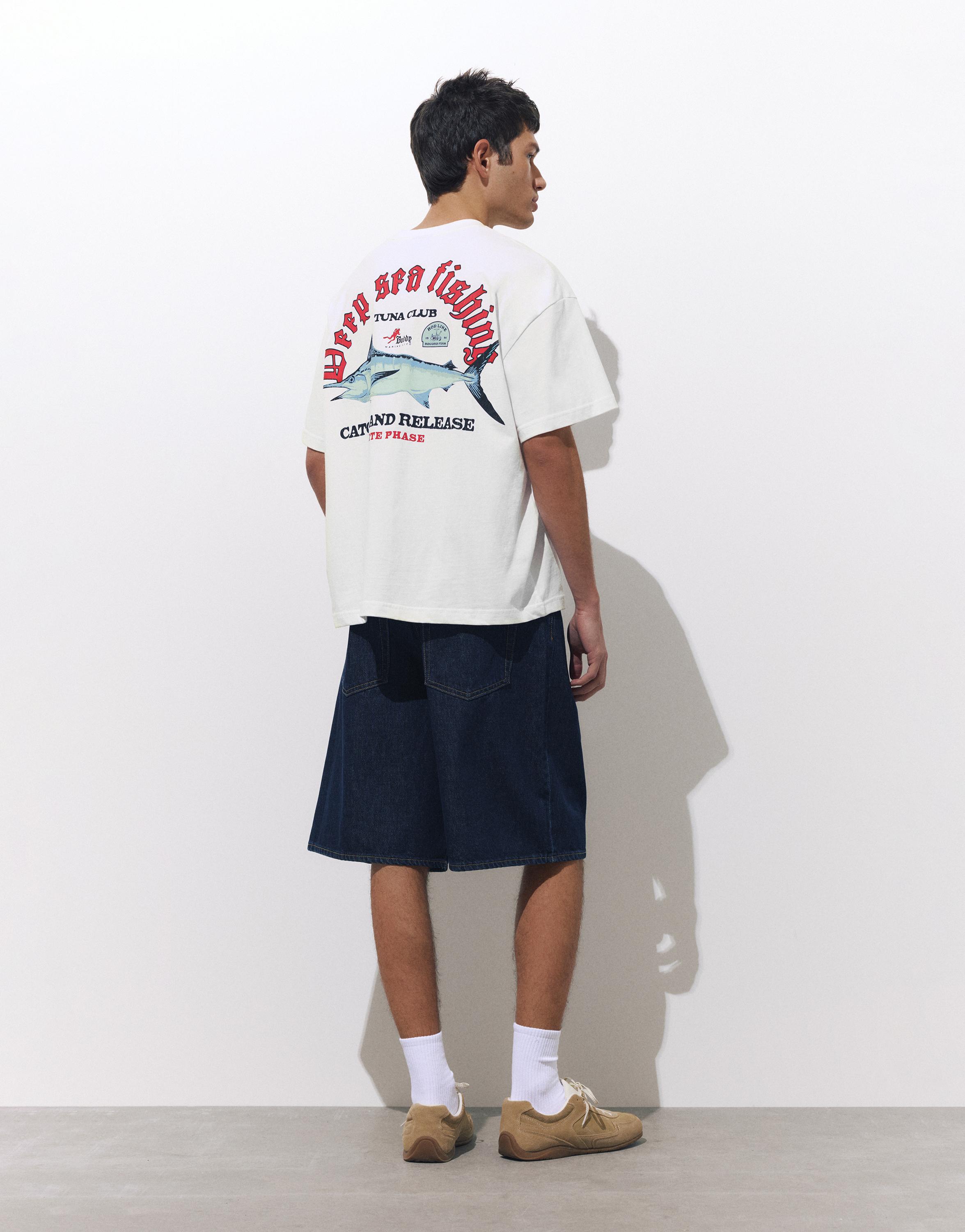 Balık grafik baskılı t-shirt - Görsel 10