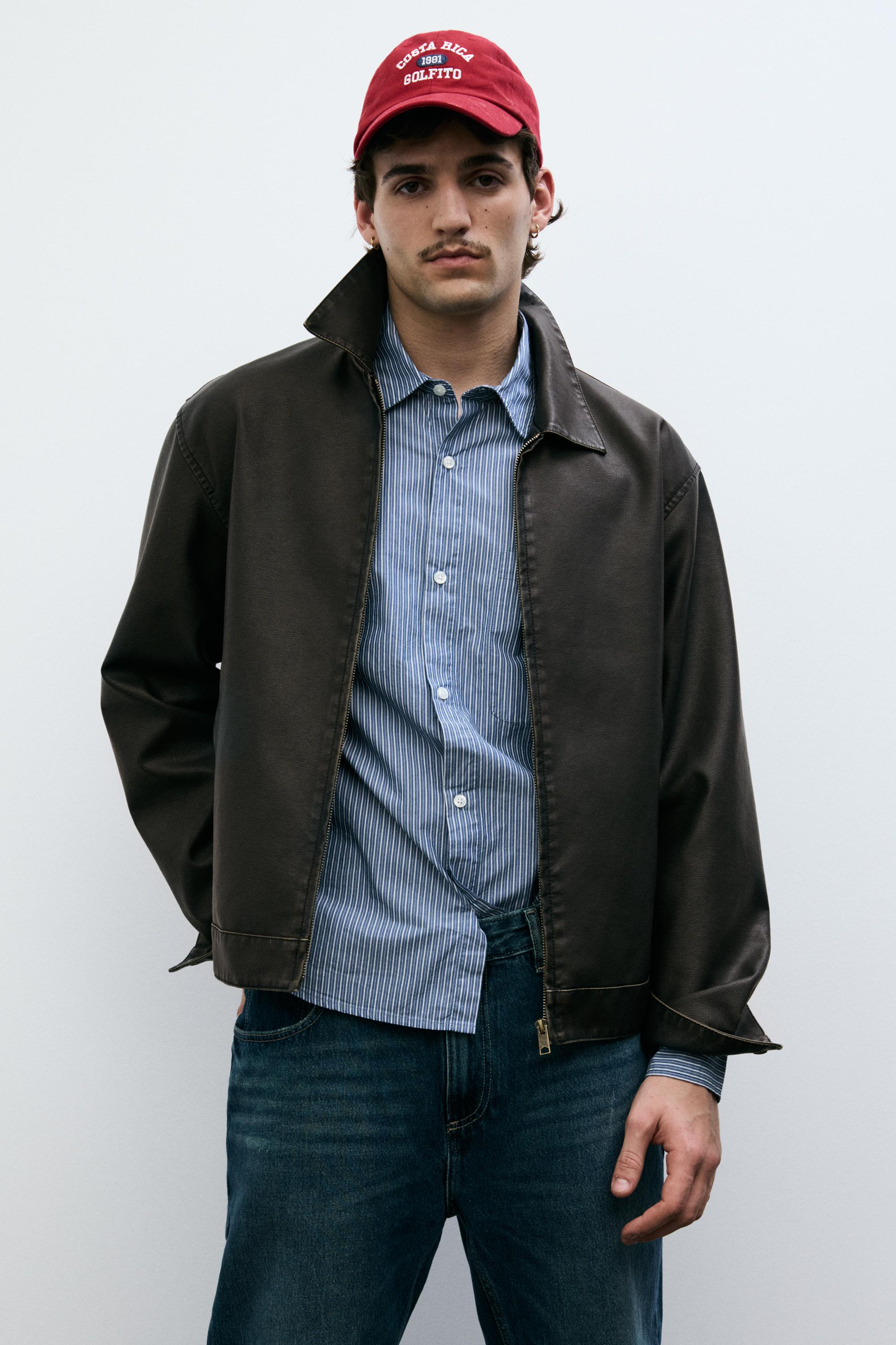 Yıkanmış suni deri ceket - Görsel 46