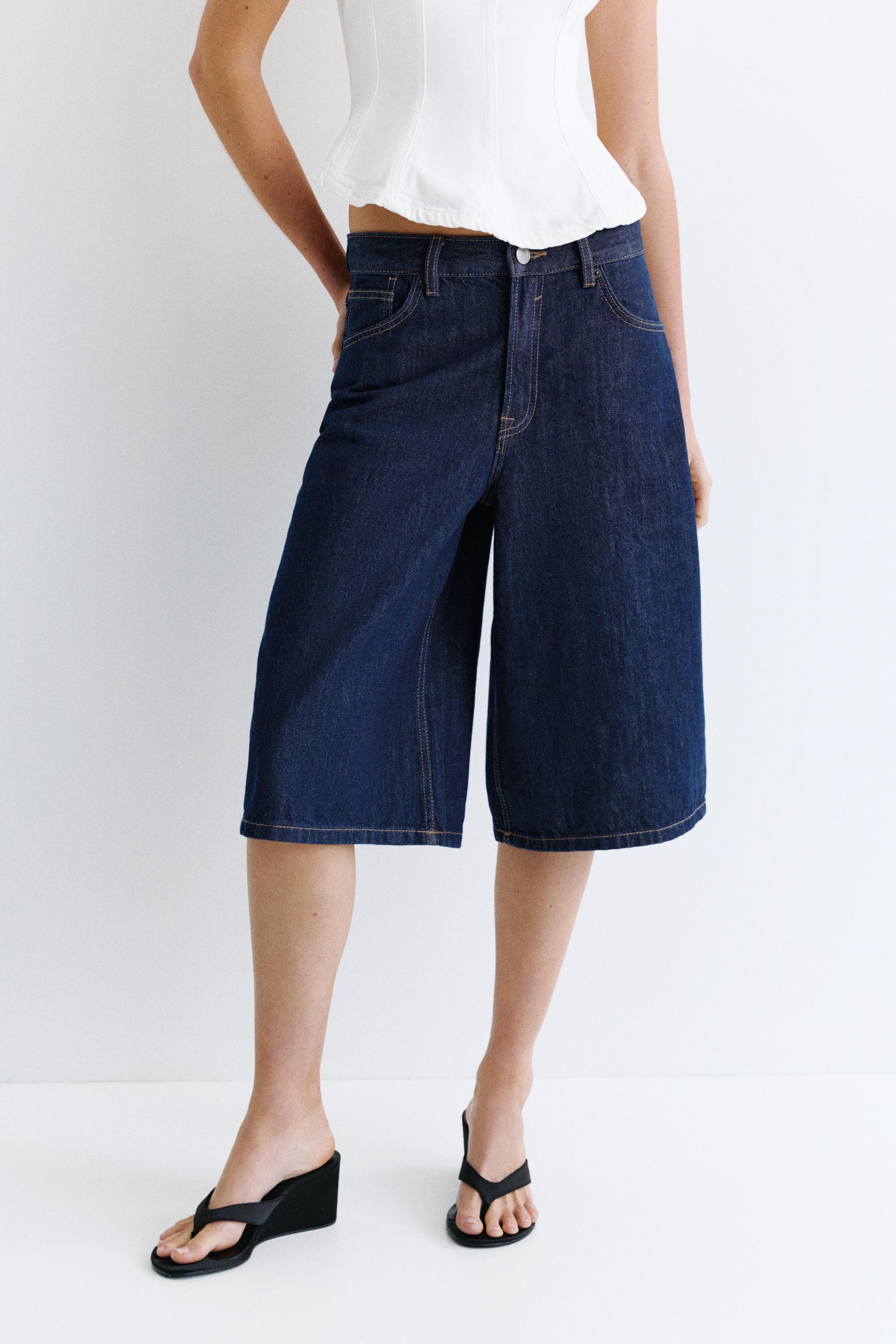 Low-rise denim jorts — Navy