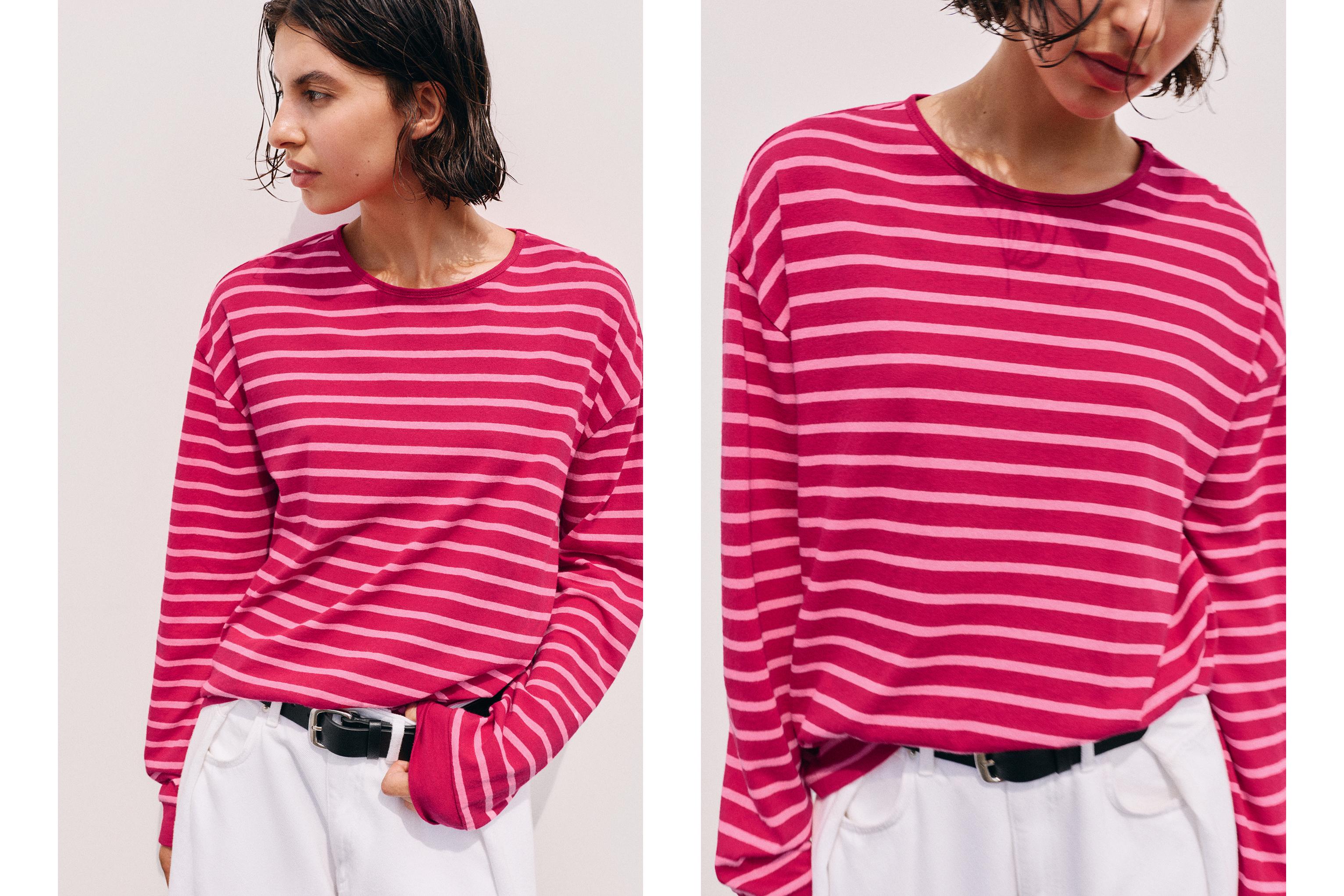 Oversize long sleeve striped T-shirt — Striped