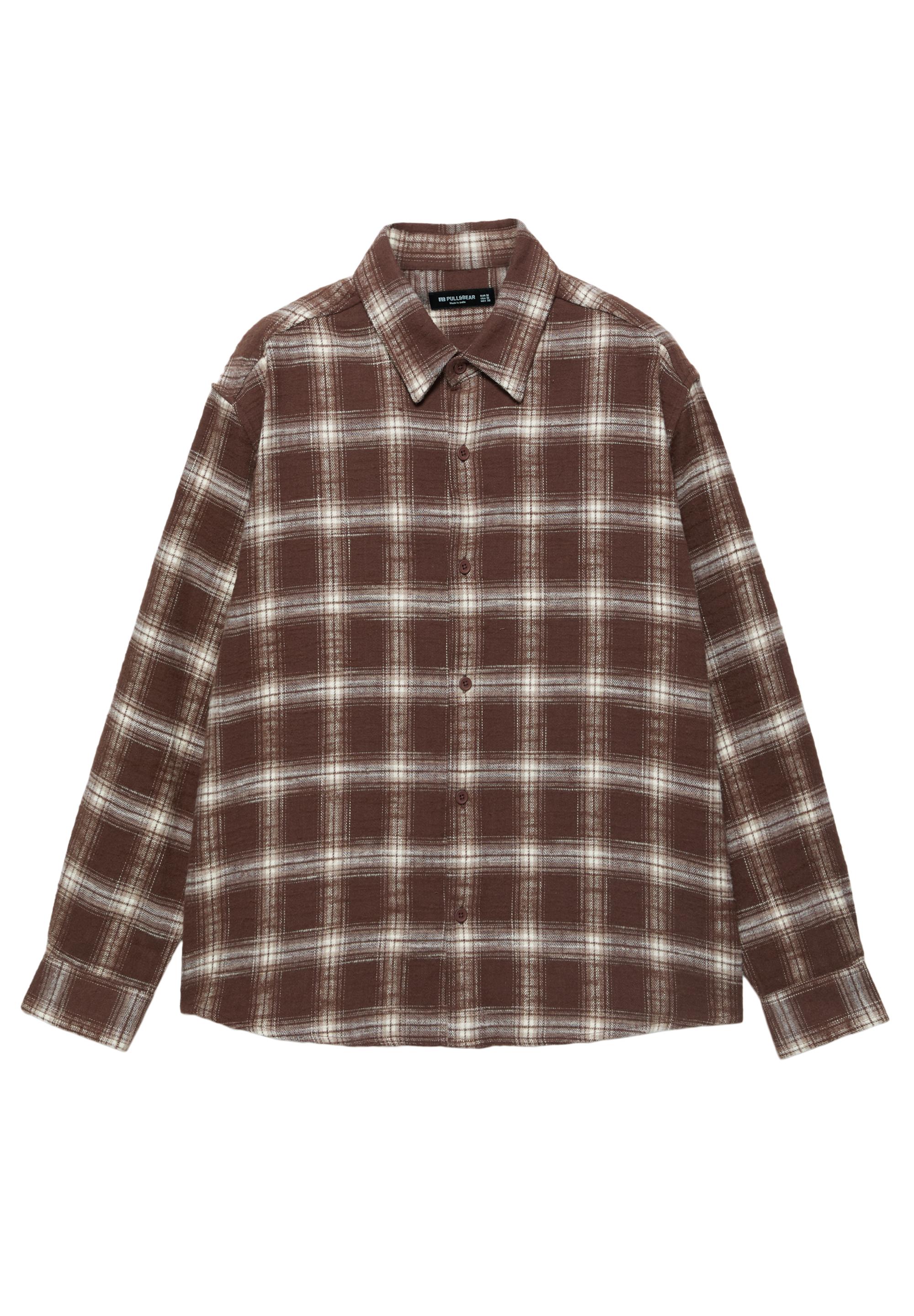 Long sleeve check shirt — Brown