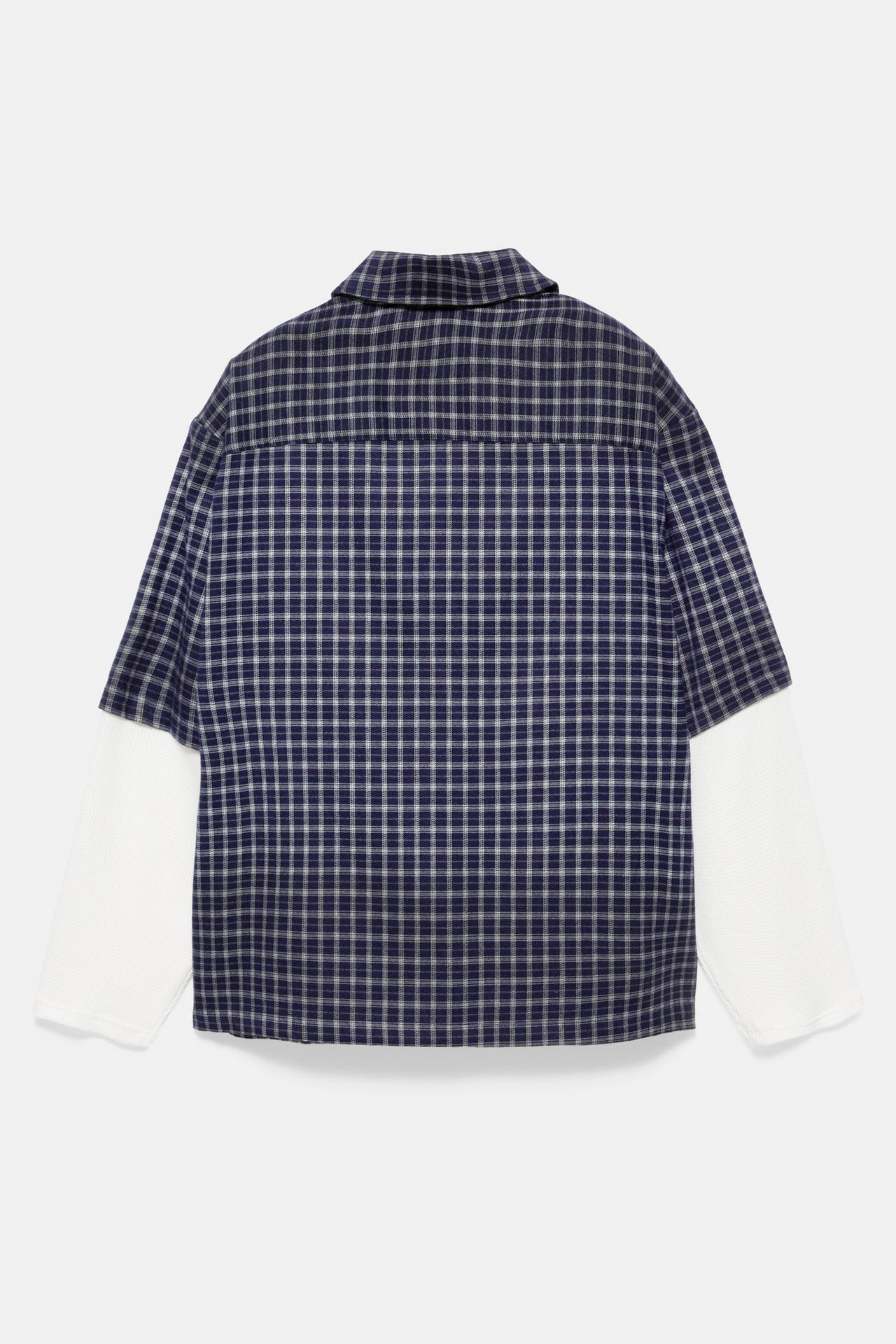 Double sleeve check shirt — Blue