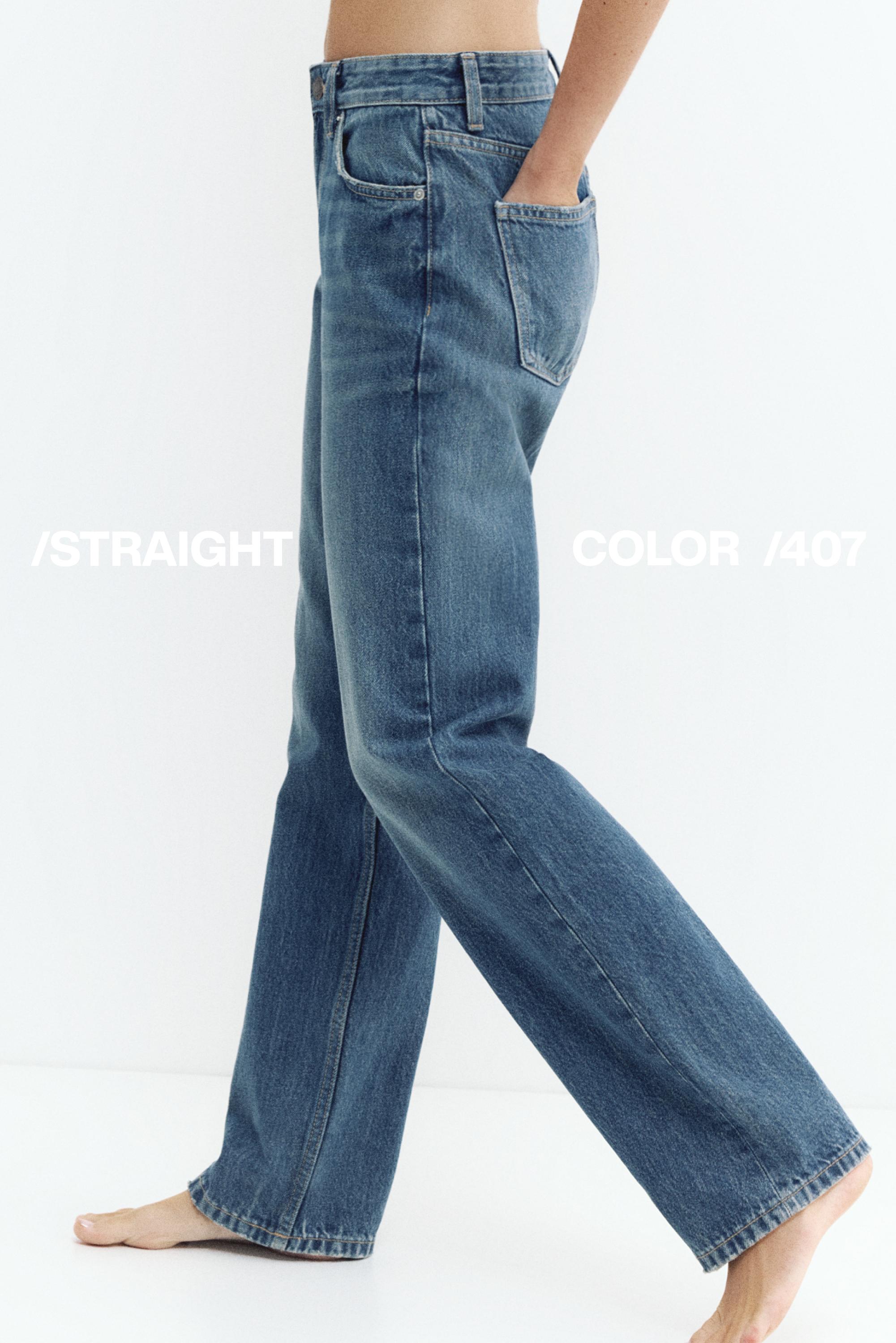 Mid-waist straight-leg jeans — Dark blue