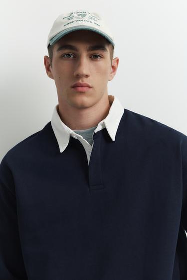 Long sleeve striped polo shirt — Navy 3