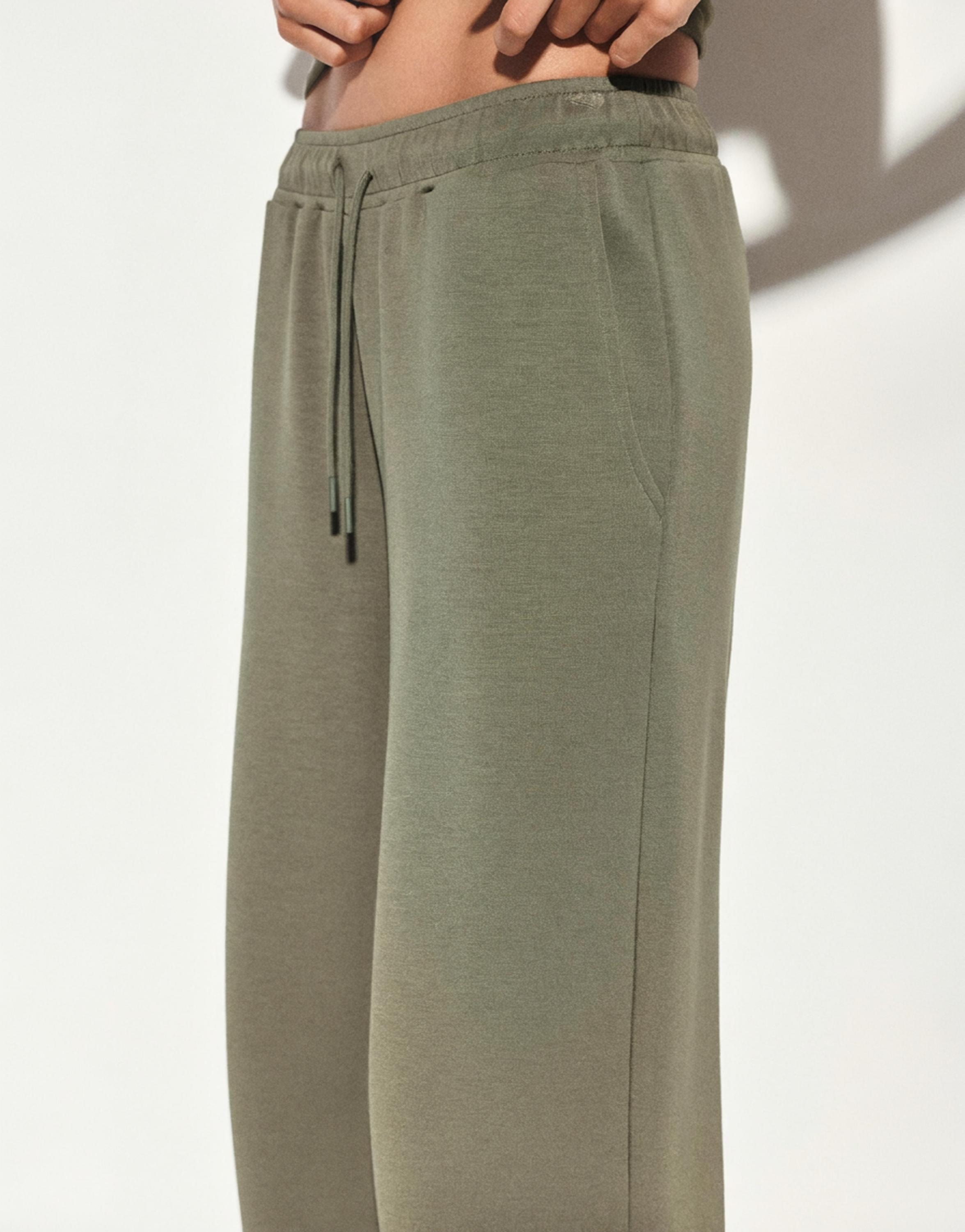 Modal wide-leg trousers — Khaki