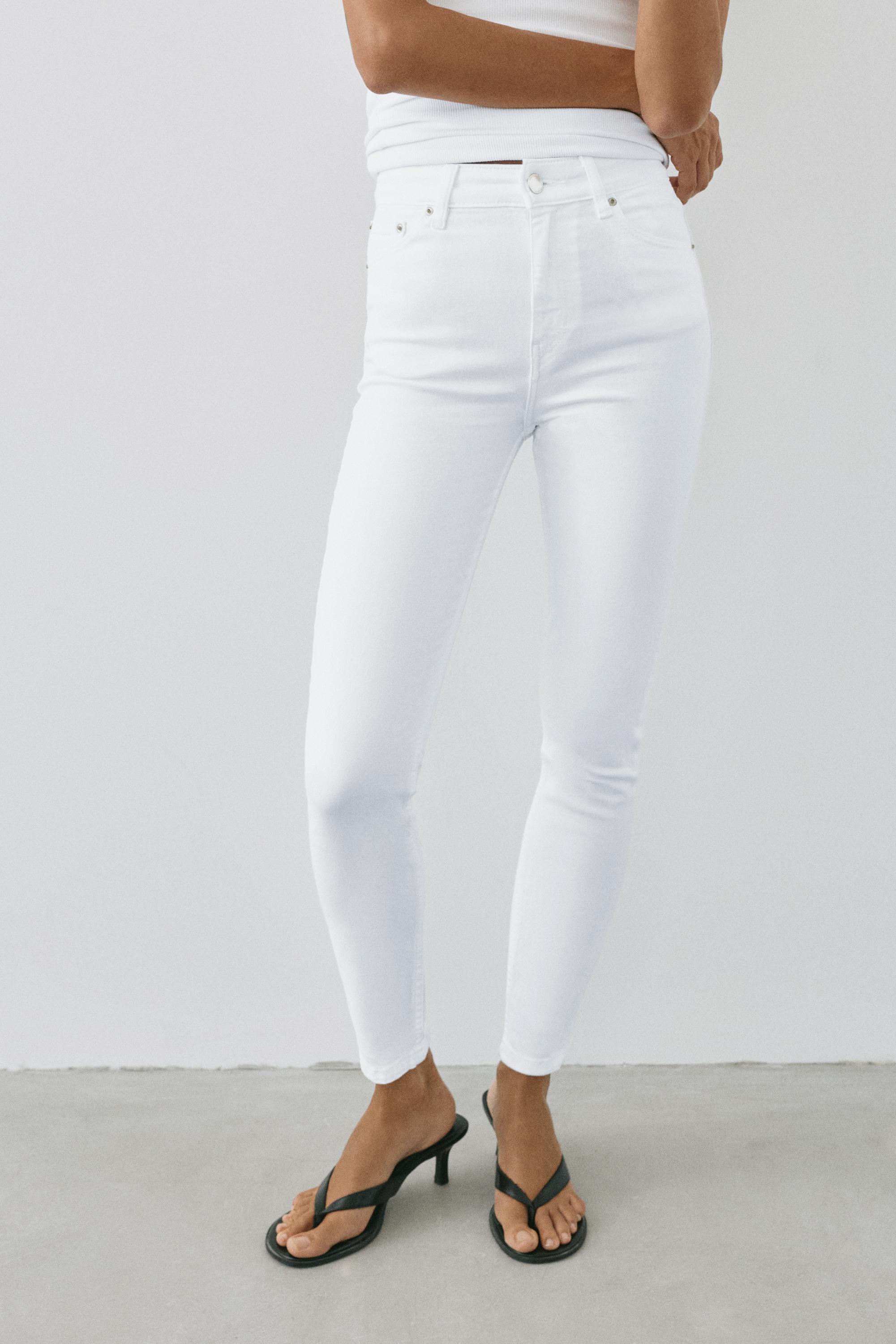 High-waist skinny jeans — Bright white