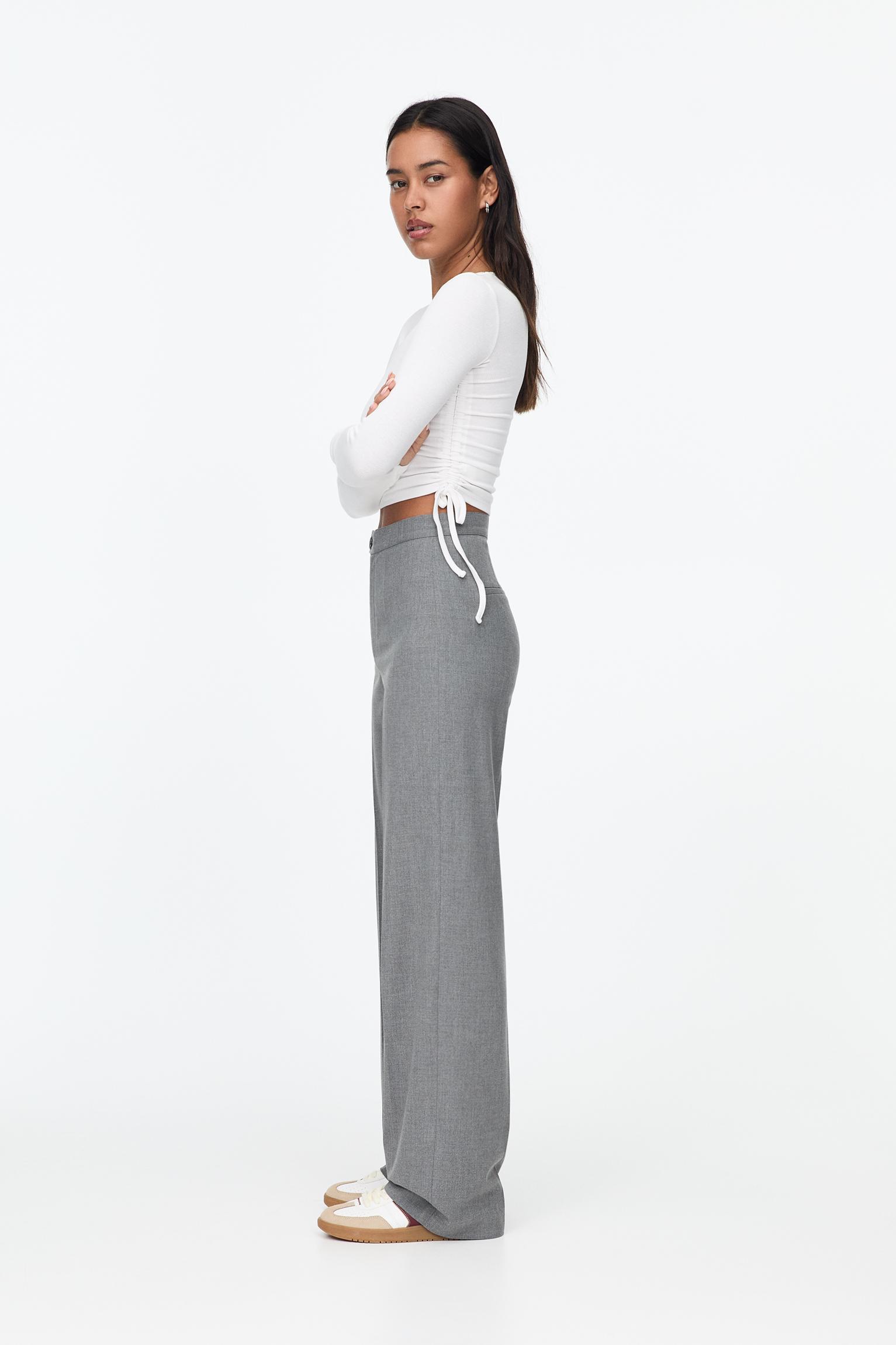 Straight-leg darted trousers — Medium grey