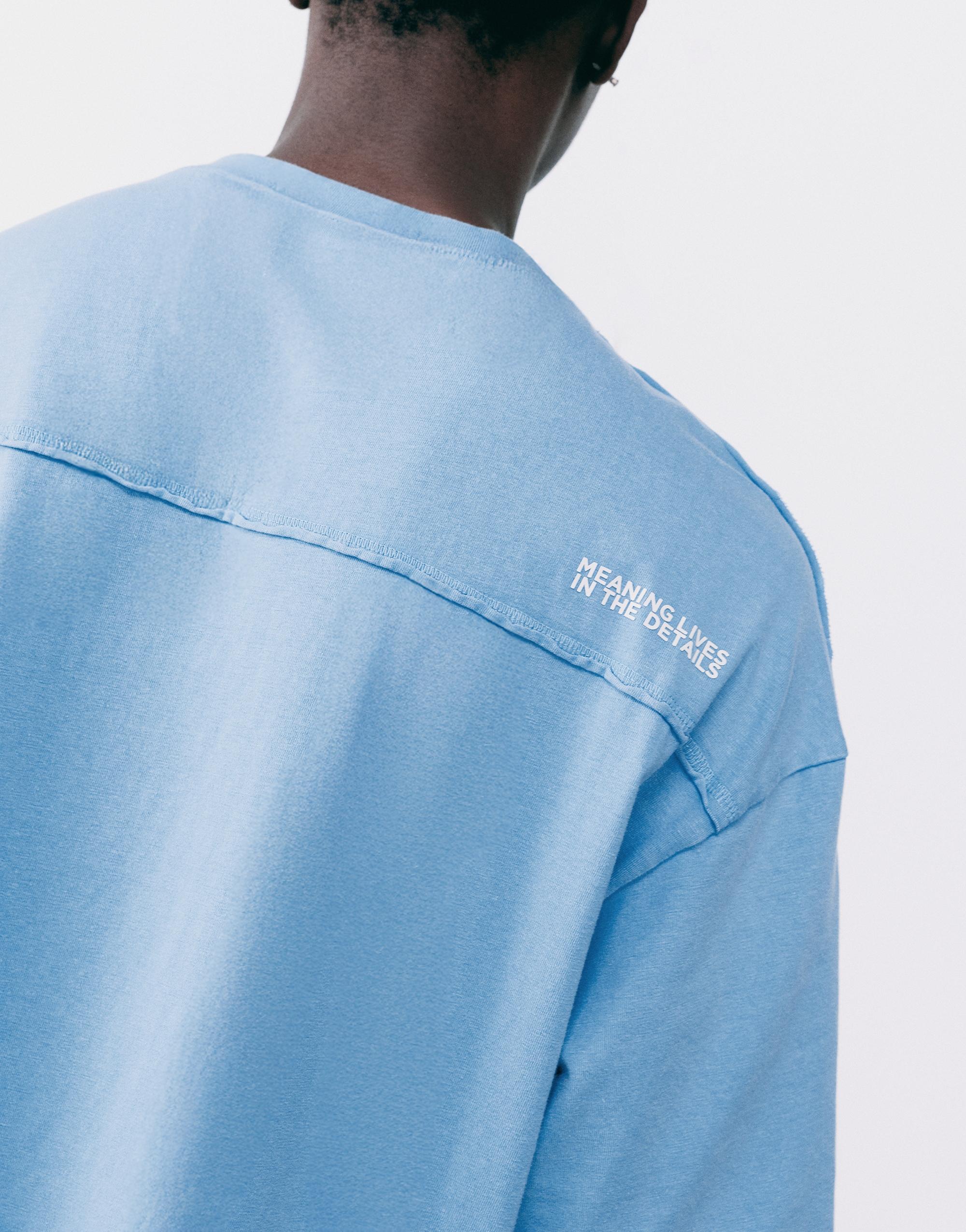 Relaxed fit overlock T-shirt — Medium blue