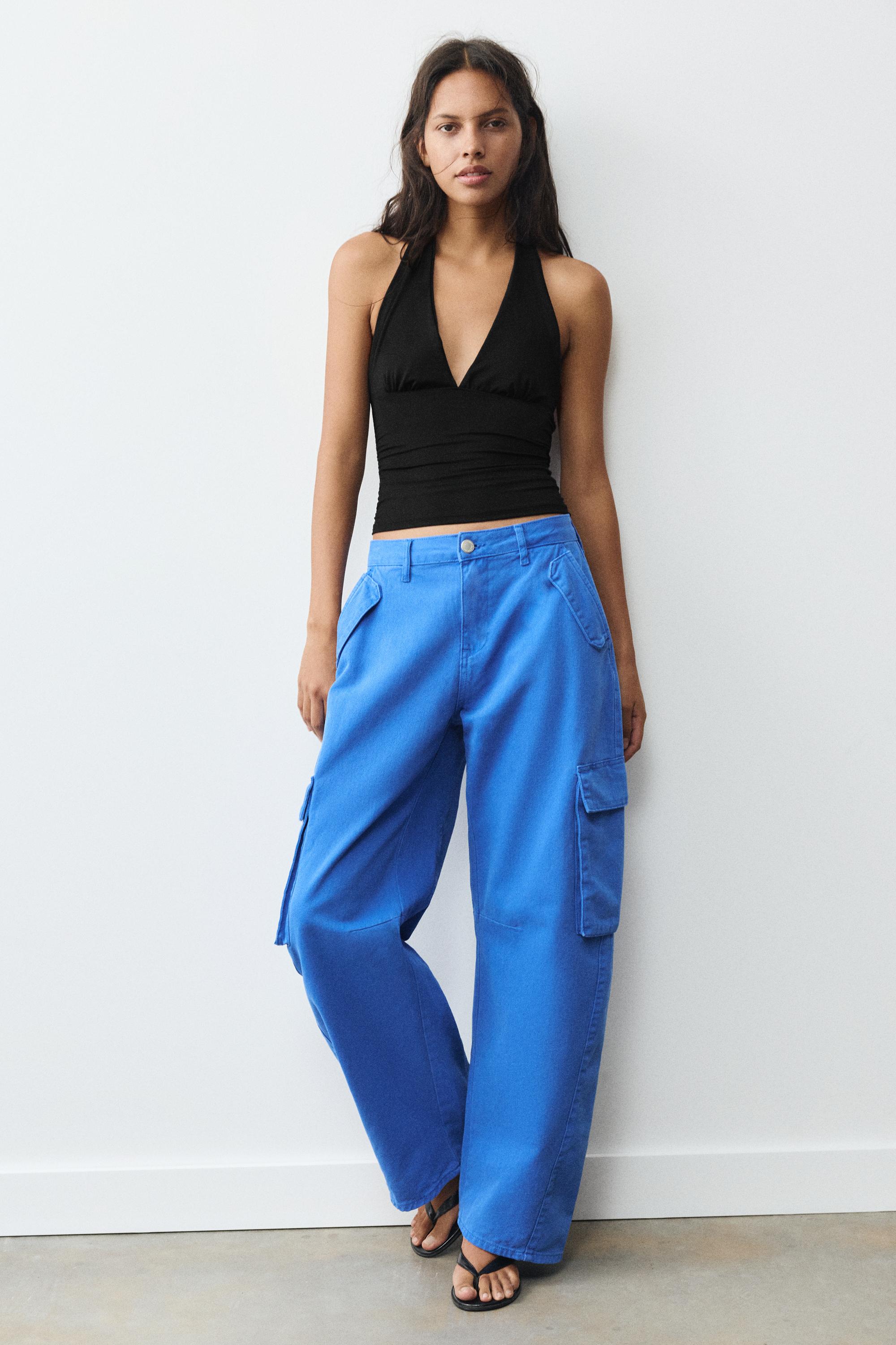 Halter neck top with gathering — Black