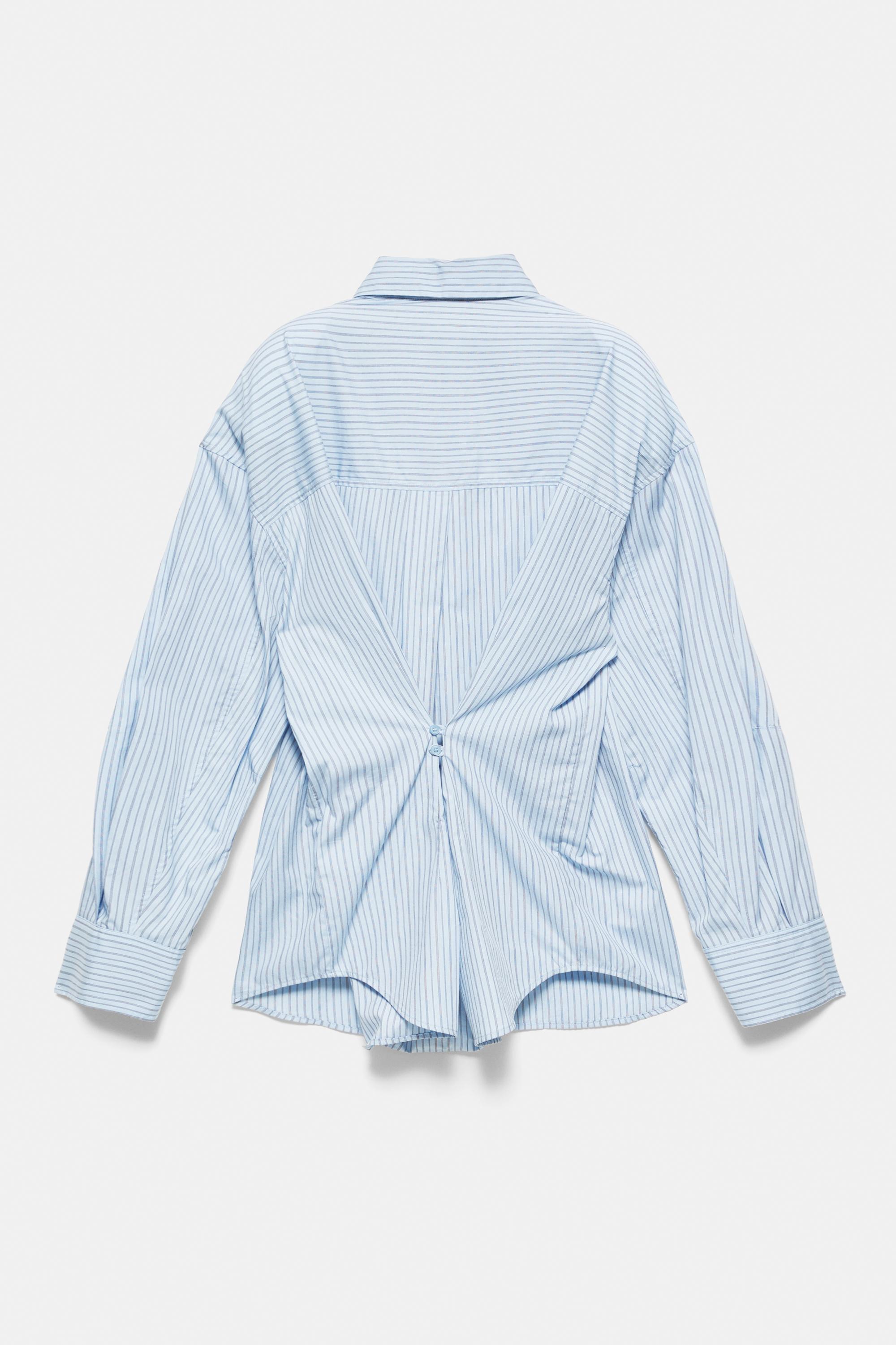 Gathered check shirt — Sky blue