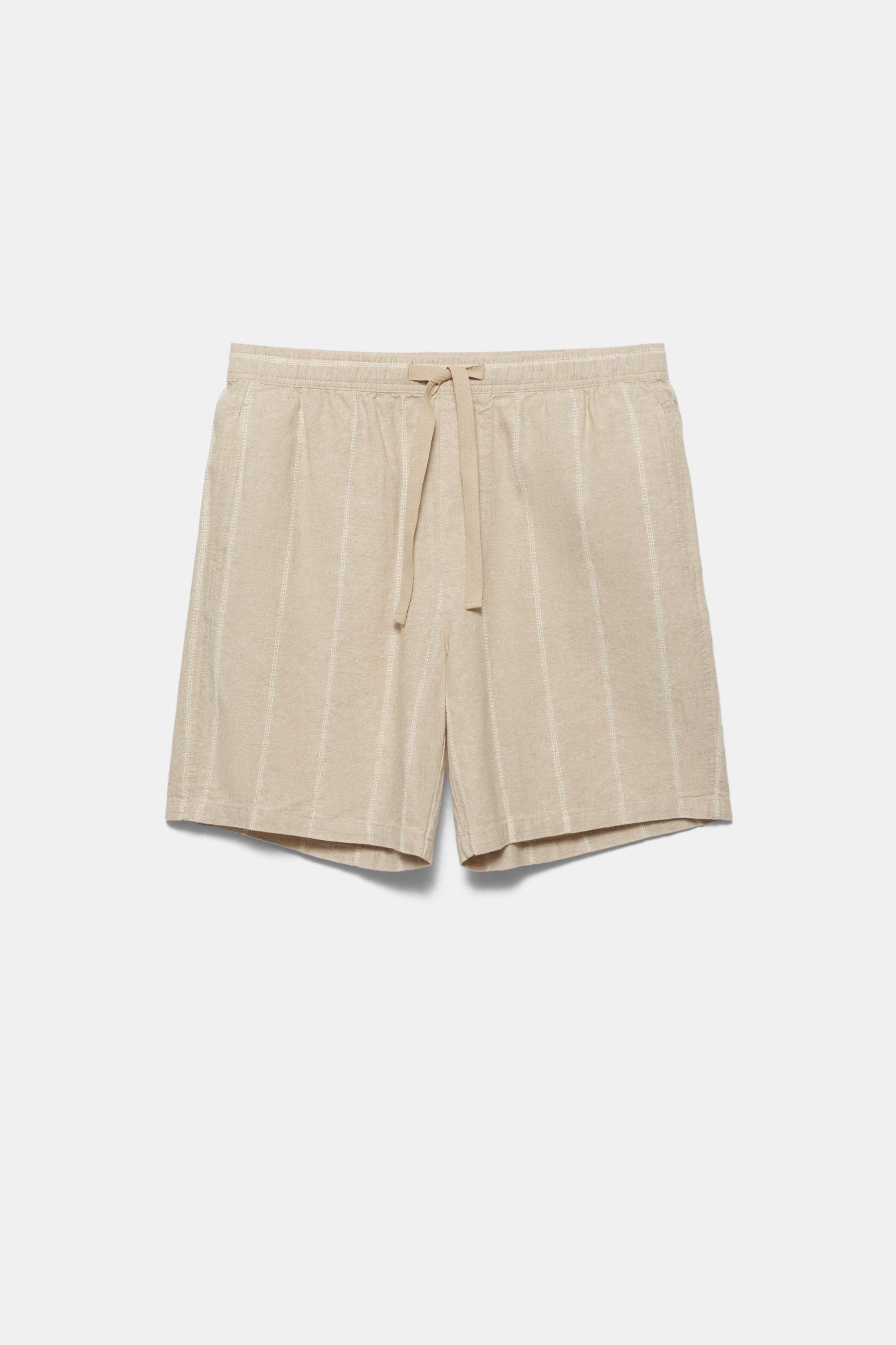 Linen blend jogger Bermuda shorts — Light camel