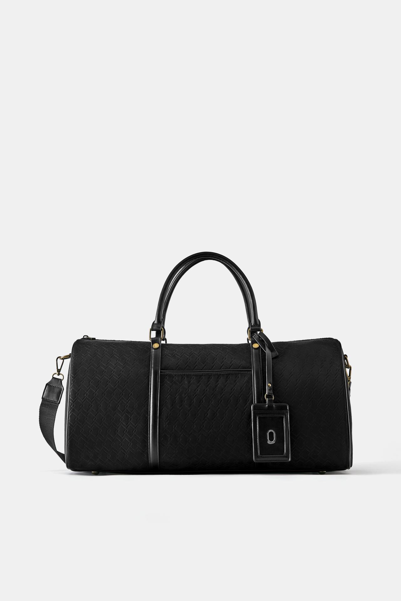 Embossed bowling bag with embellishment — Black