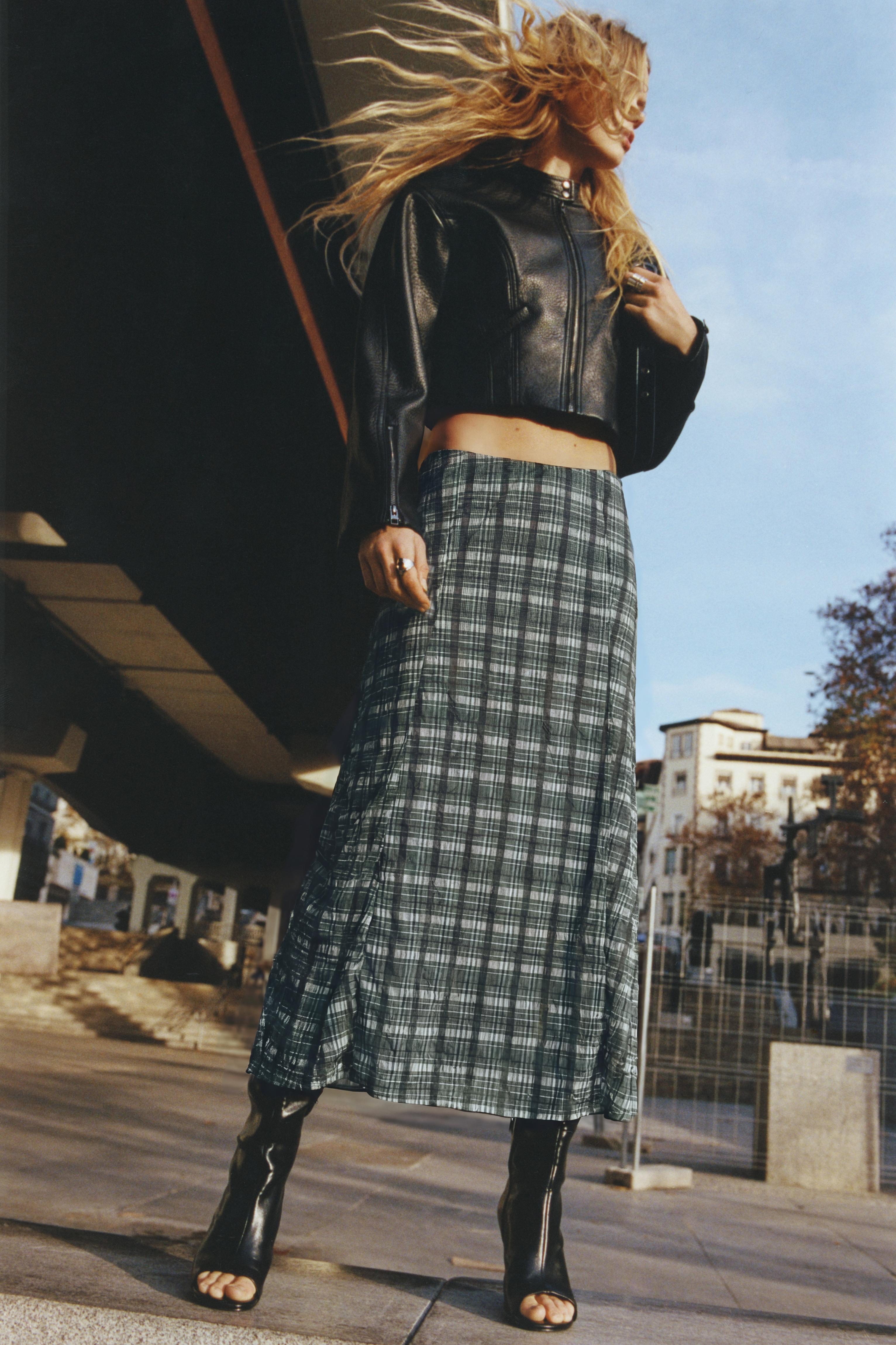 Kareli midi etek - Görsel 18