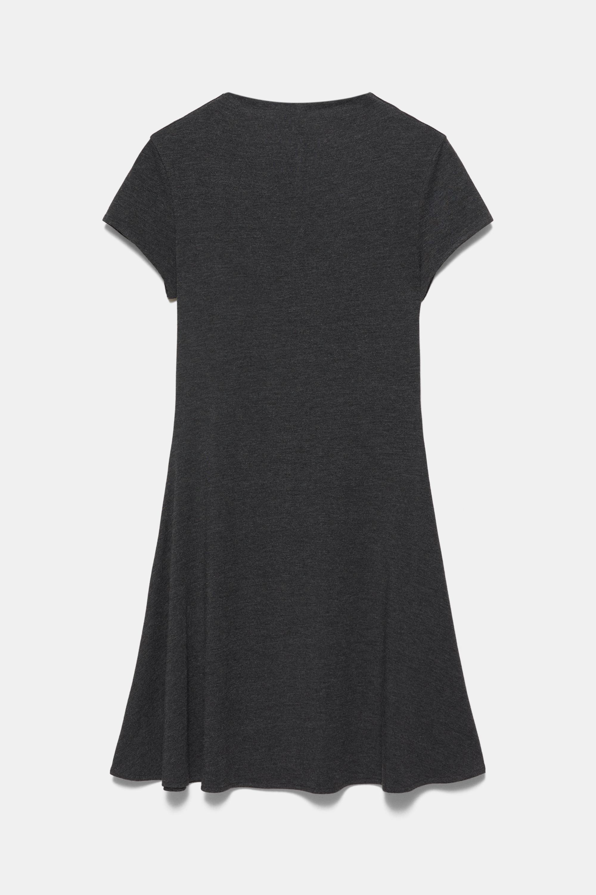 Short mock neck dress — Grey marl