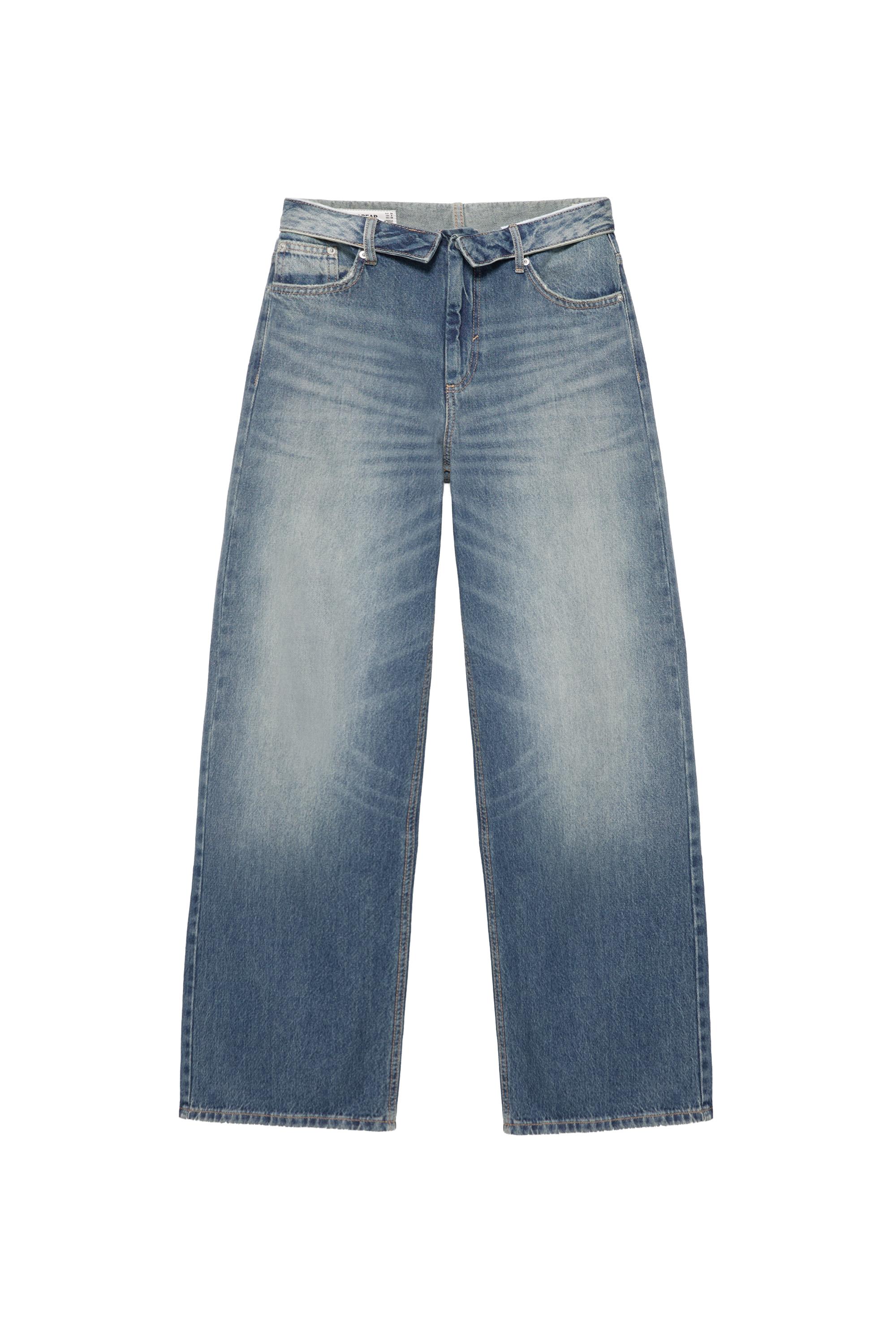 Pull&Bear Balon relaxed fit kıvrılmış belli düşük bel jean görsel 4