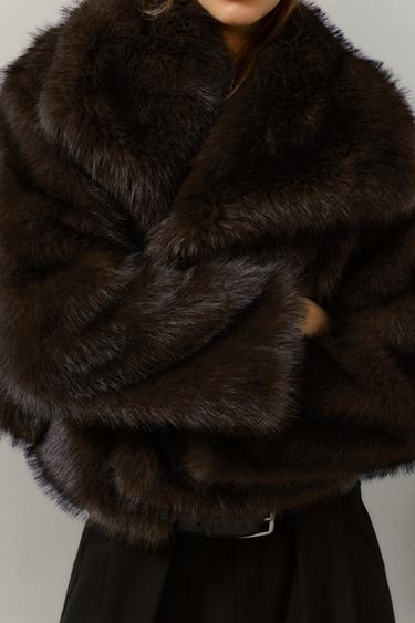 Short faux fur coat — Brown 3