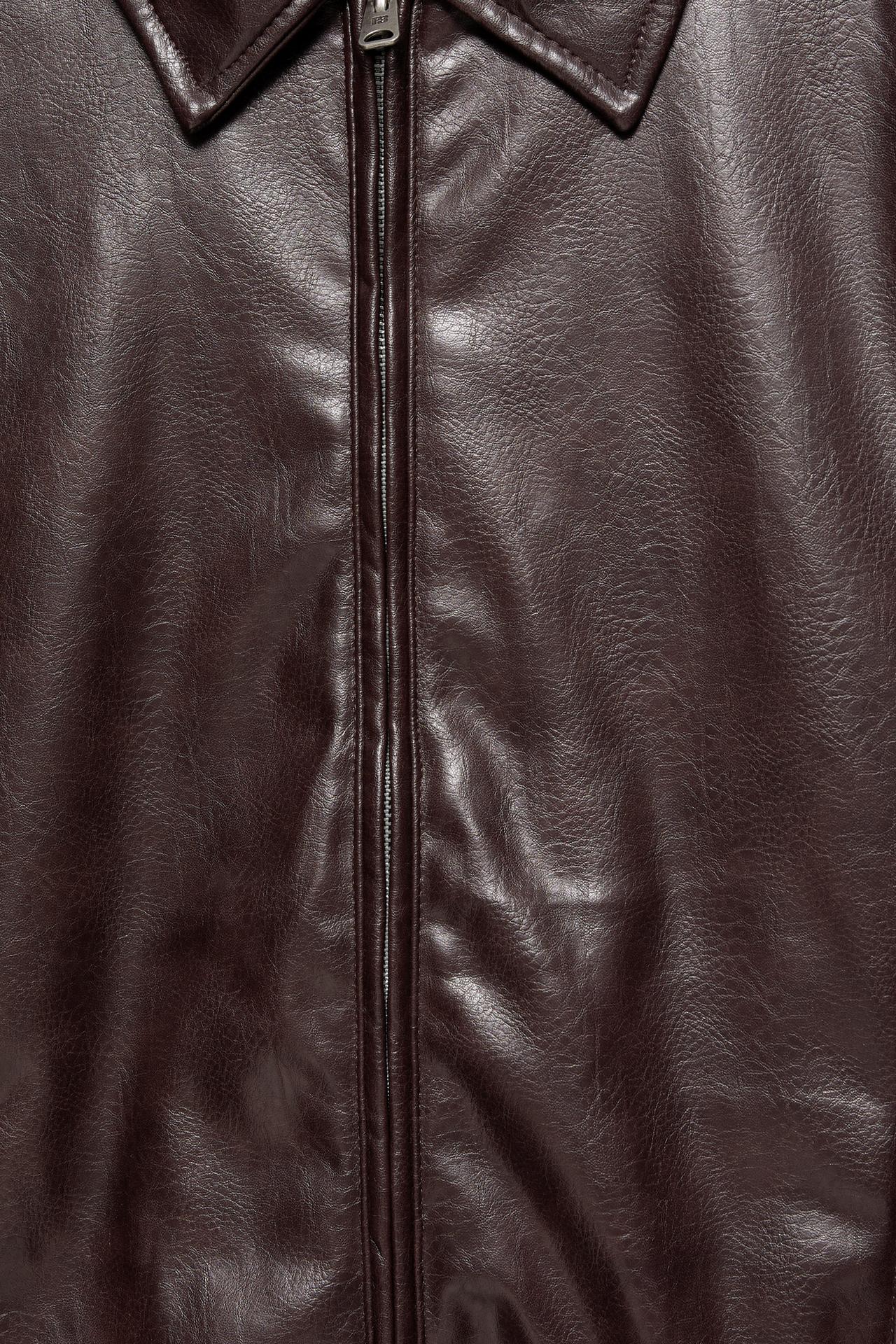 Leather-effect jacket — Dark maroon