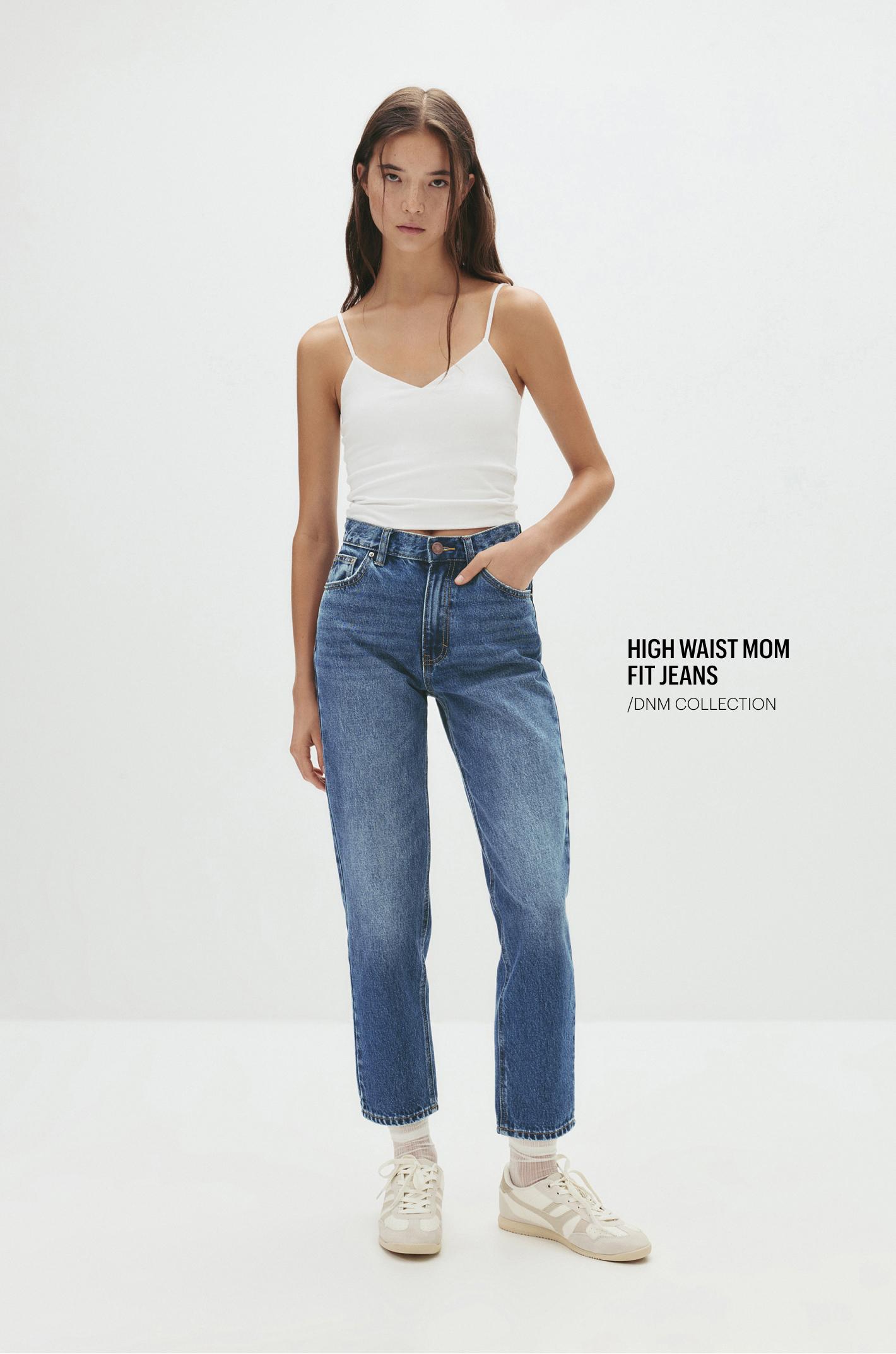 High-waist mom jeans — Dark blue