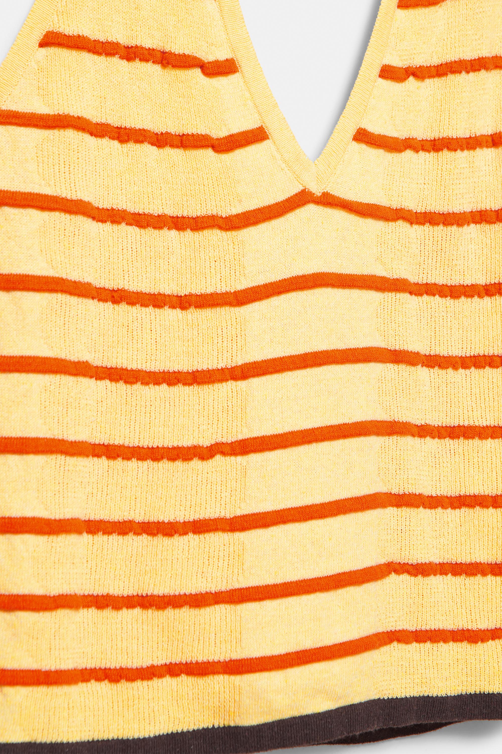 Striped knit halter top — Yellow