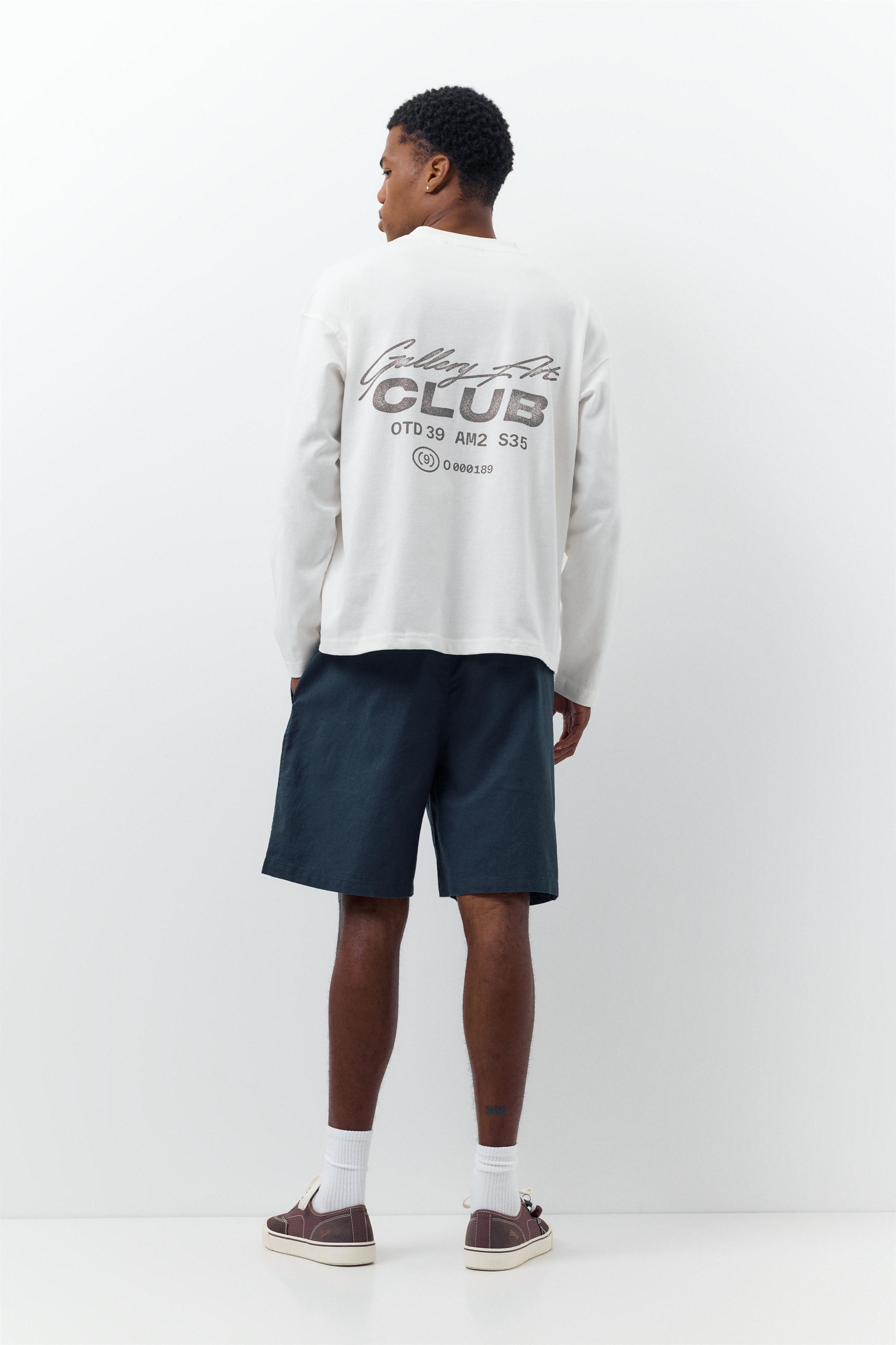 Linen blend Bermuda joggers — Dark blue