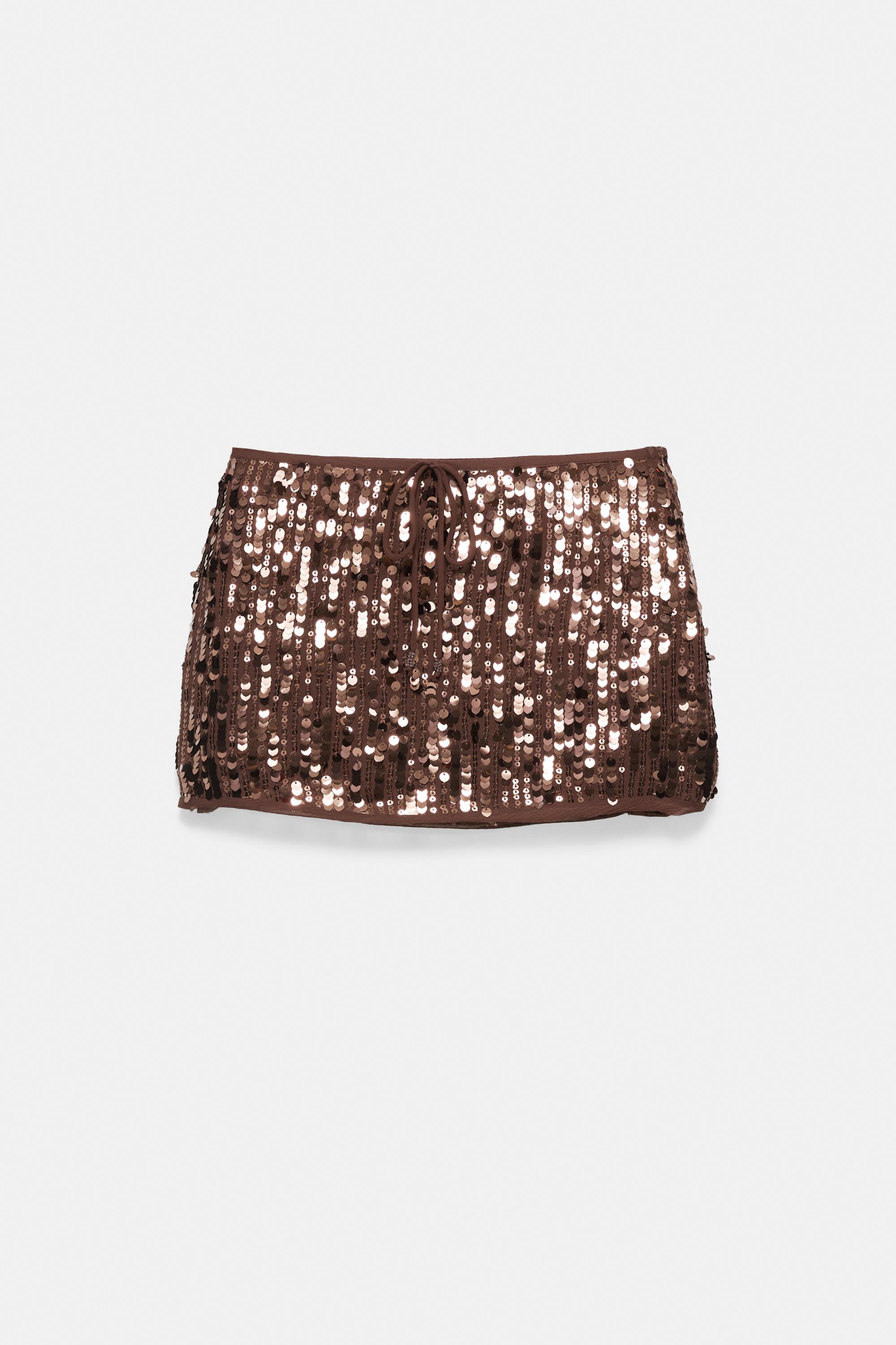 Sequin mini skirt — Brown (alternate view)